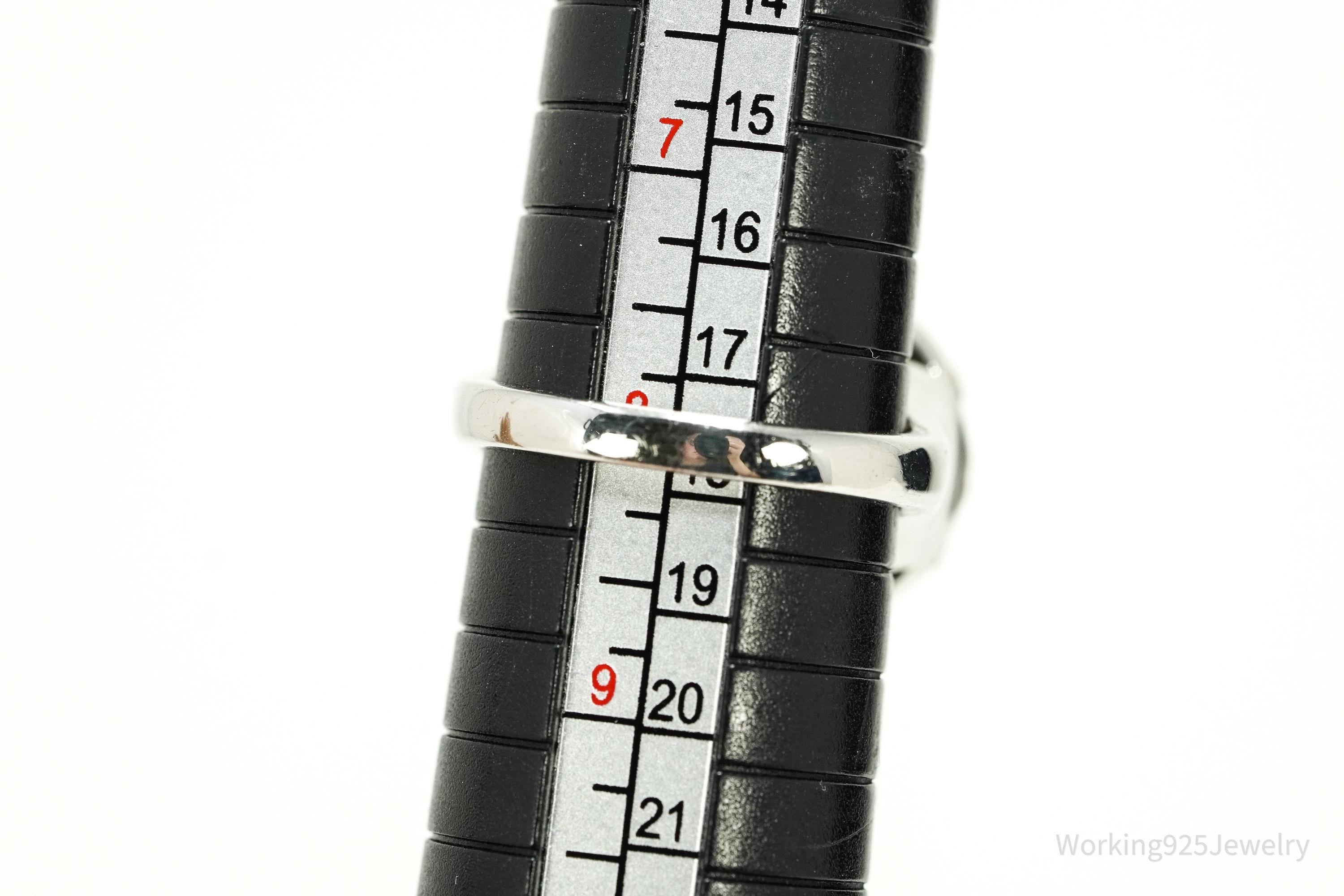 Vintage Y2K Smoky Topaz Enamel Dome Gold Vermeil Sterling Silver Ring Size 8