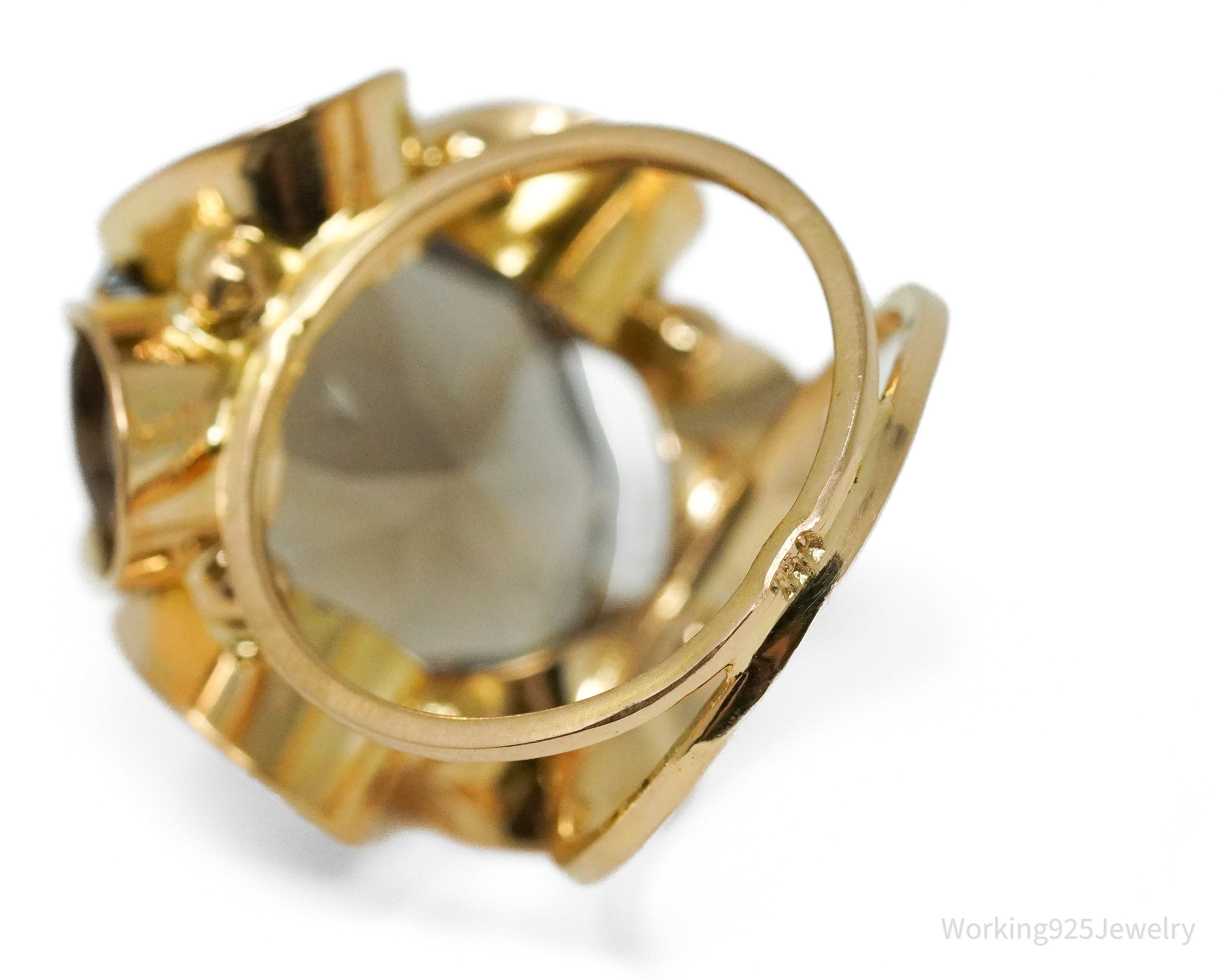 18K Yellow Gold Smoky Quartz Ring - Size 6.5