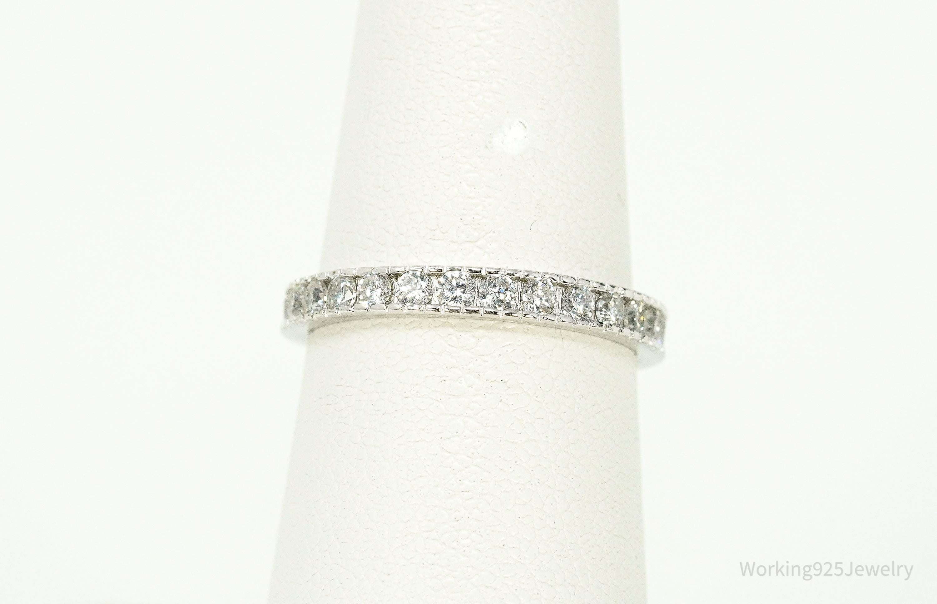 Vintage Cubic Zirconia Sterling Silver Band Ring - Size 6.25