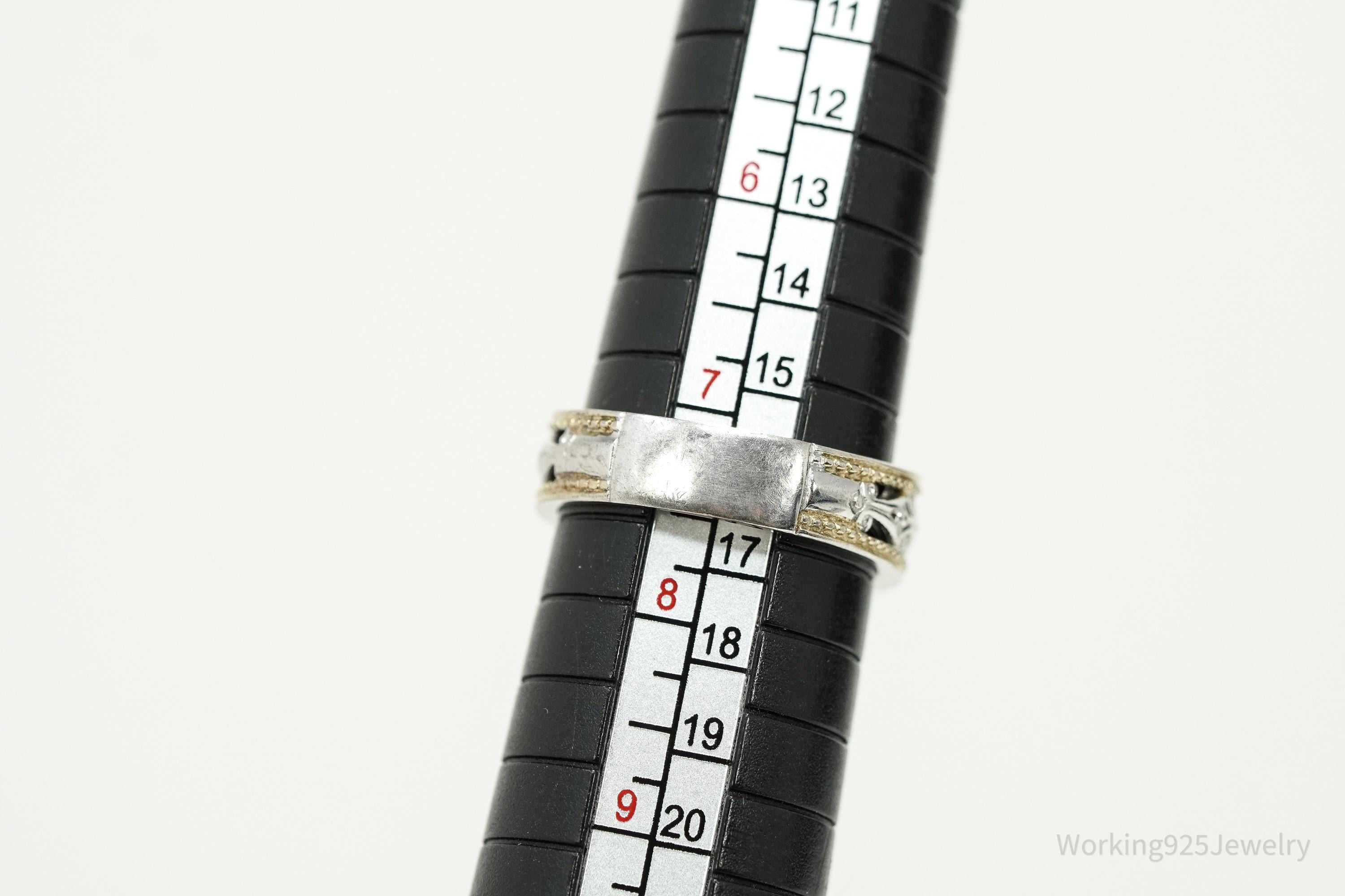 Michael Valitutti White Zircon Gold Vermeil Palladium Sterling Silver Ring Size 7.5