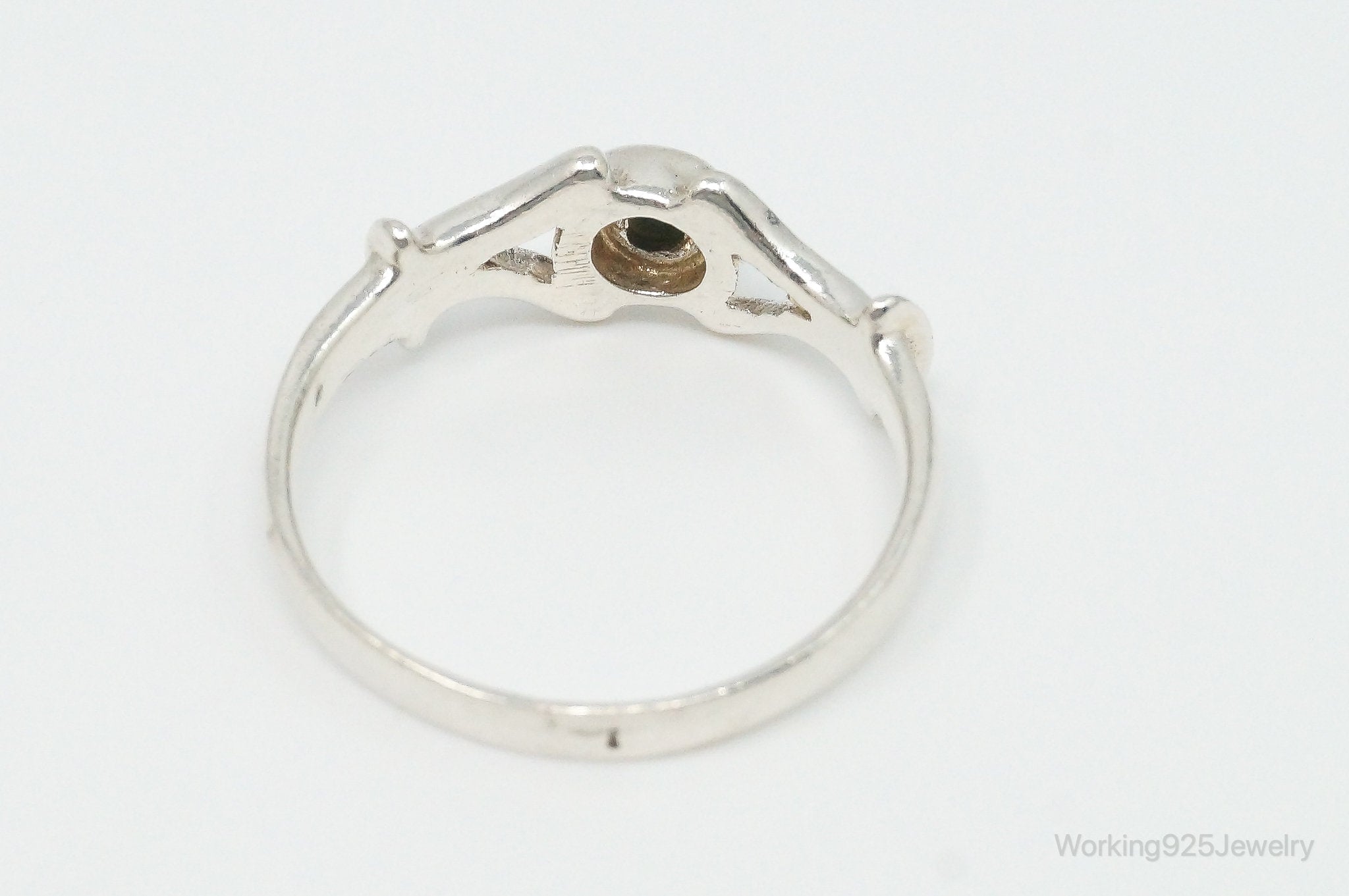 Vintage Malachite Sterling Silver Ring - Size 7.75