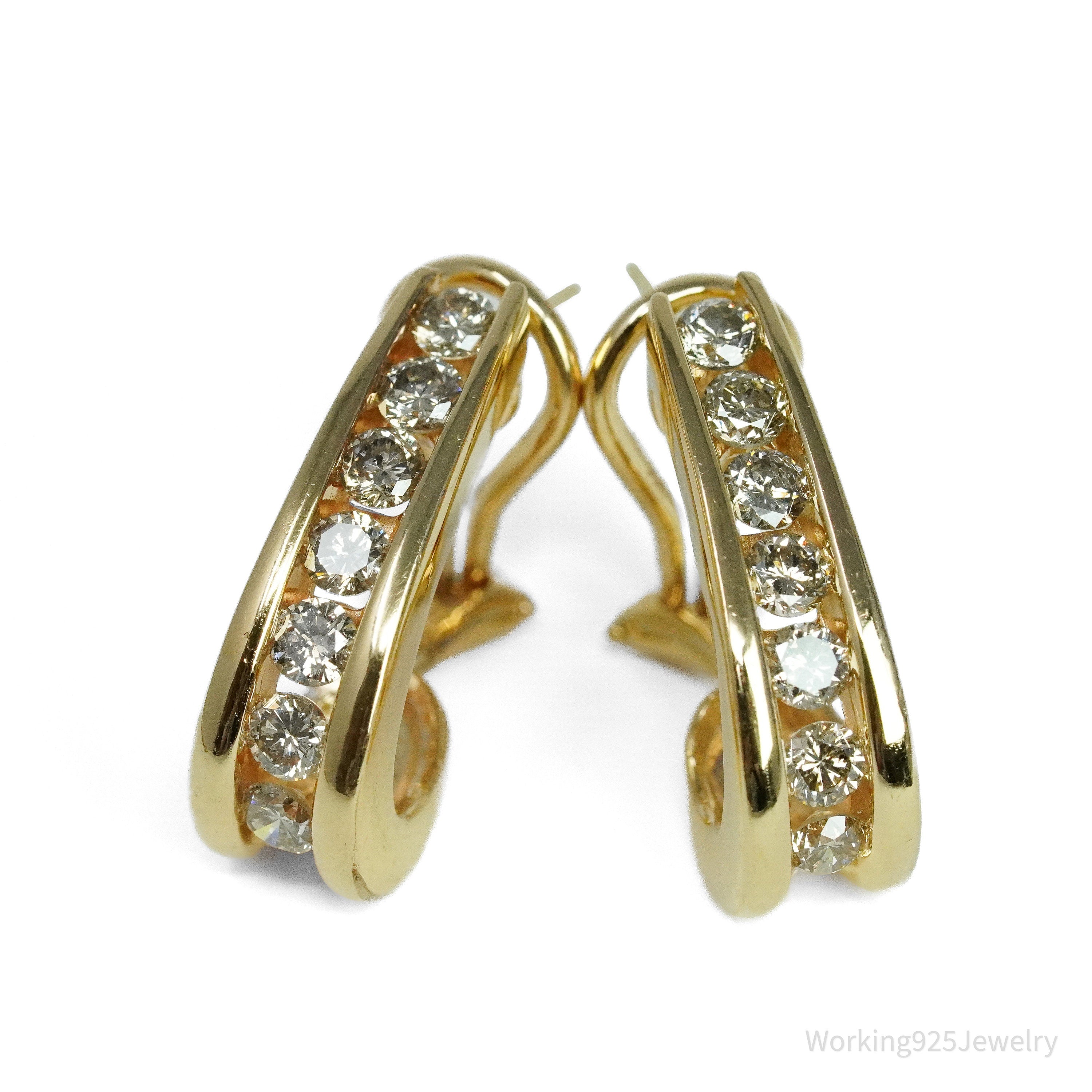 14K Yellow Gold & Diamonds Earring Set