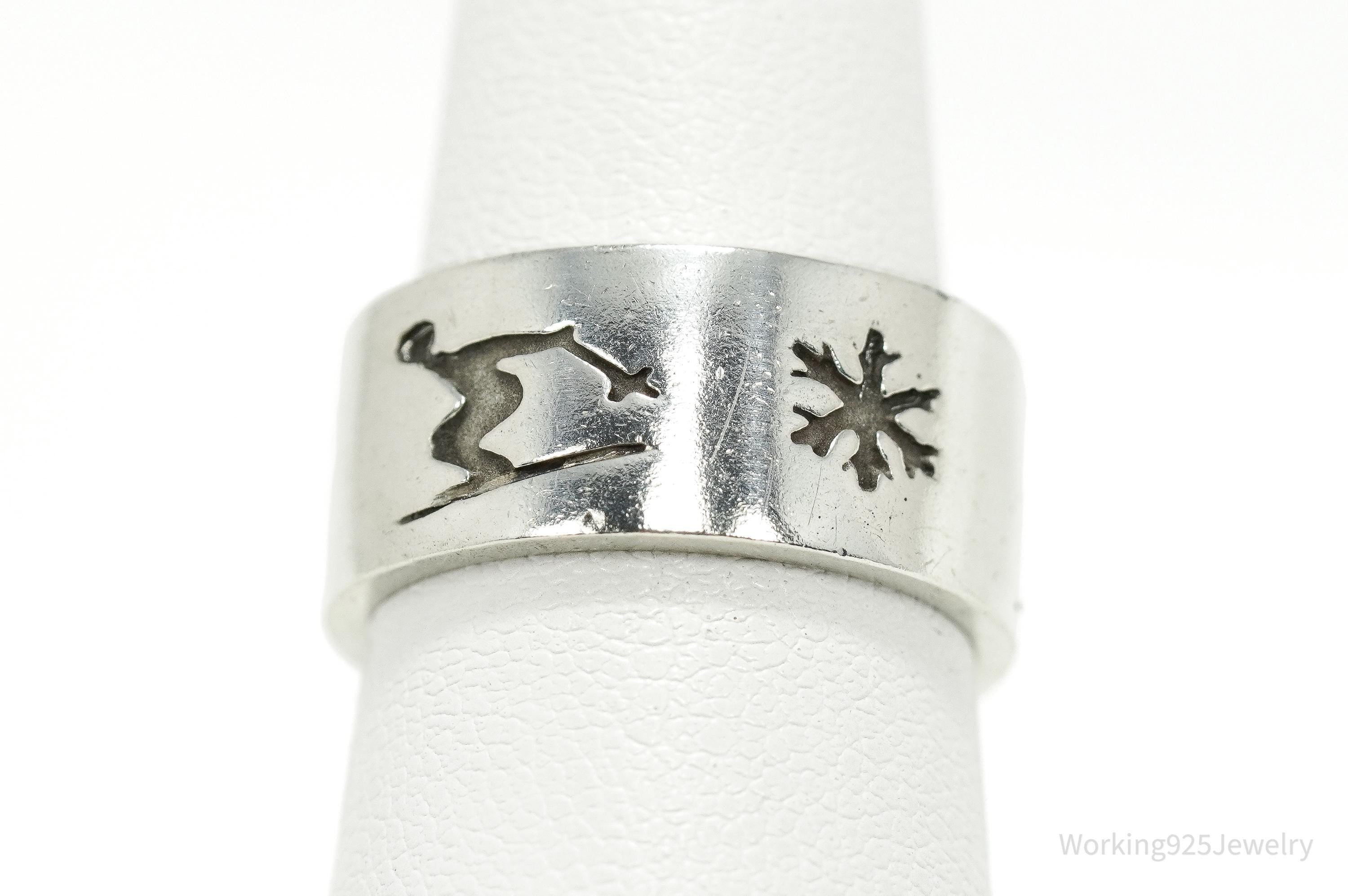 Rare Vintage Georgetown Skiing Sterling Silver Band Ring - Size 6.5