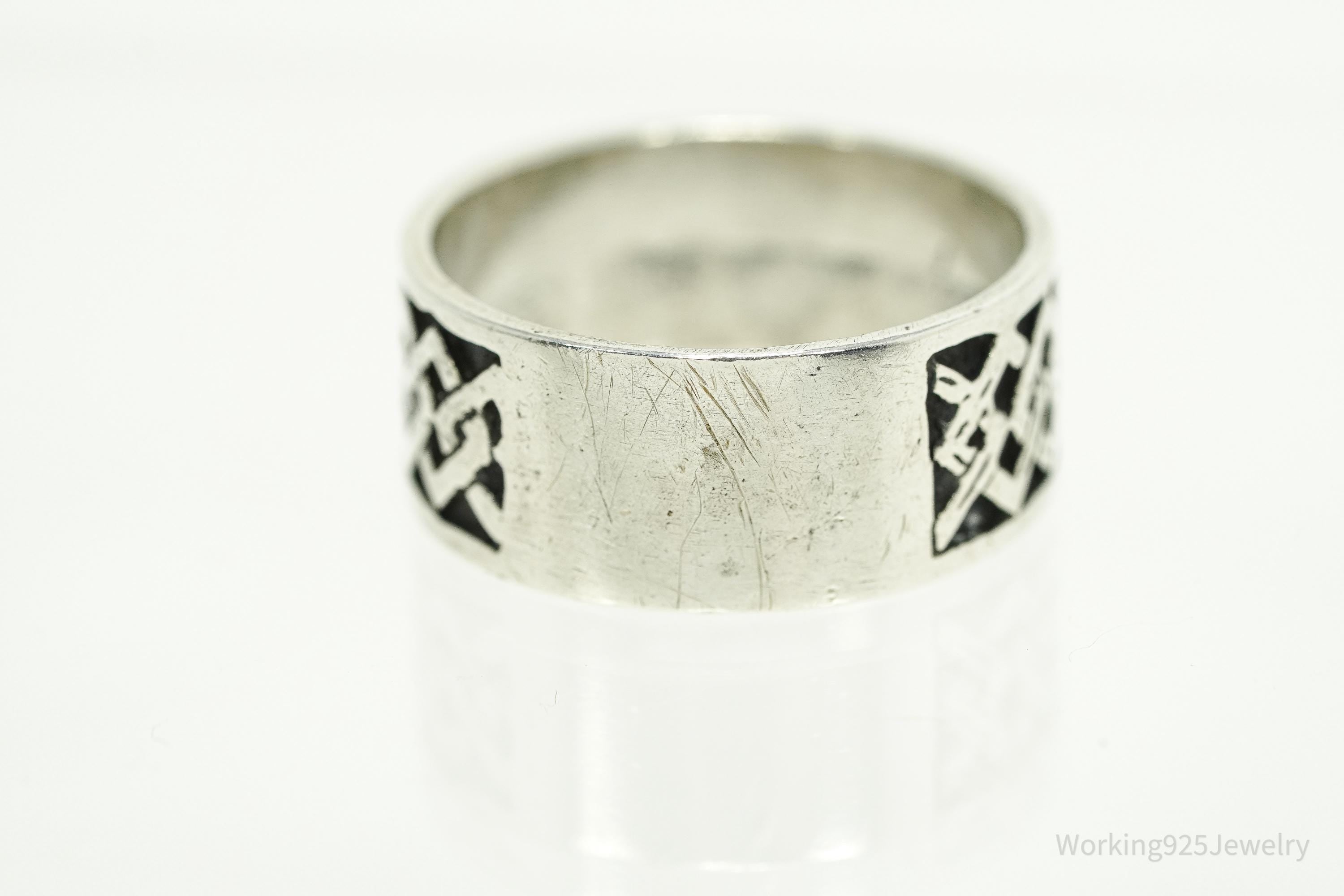 Vintage Celtic Knot Design Sterling Silver Band Ring - Size 9.5