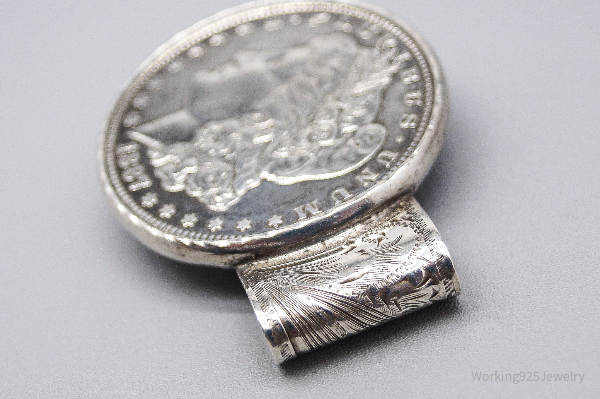 Antique 1887 Morgan Silver Dollar Coin Morgan Smith Navajo Sterling Silver Money Clip