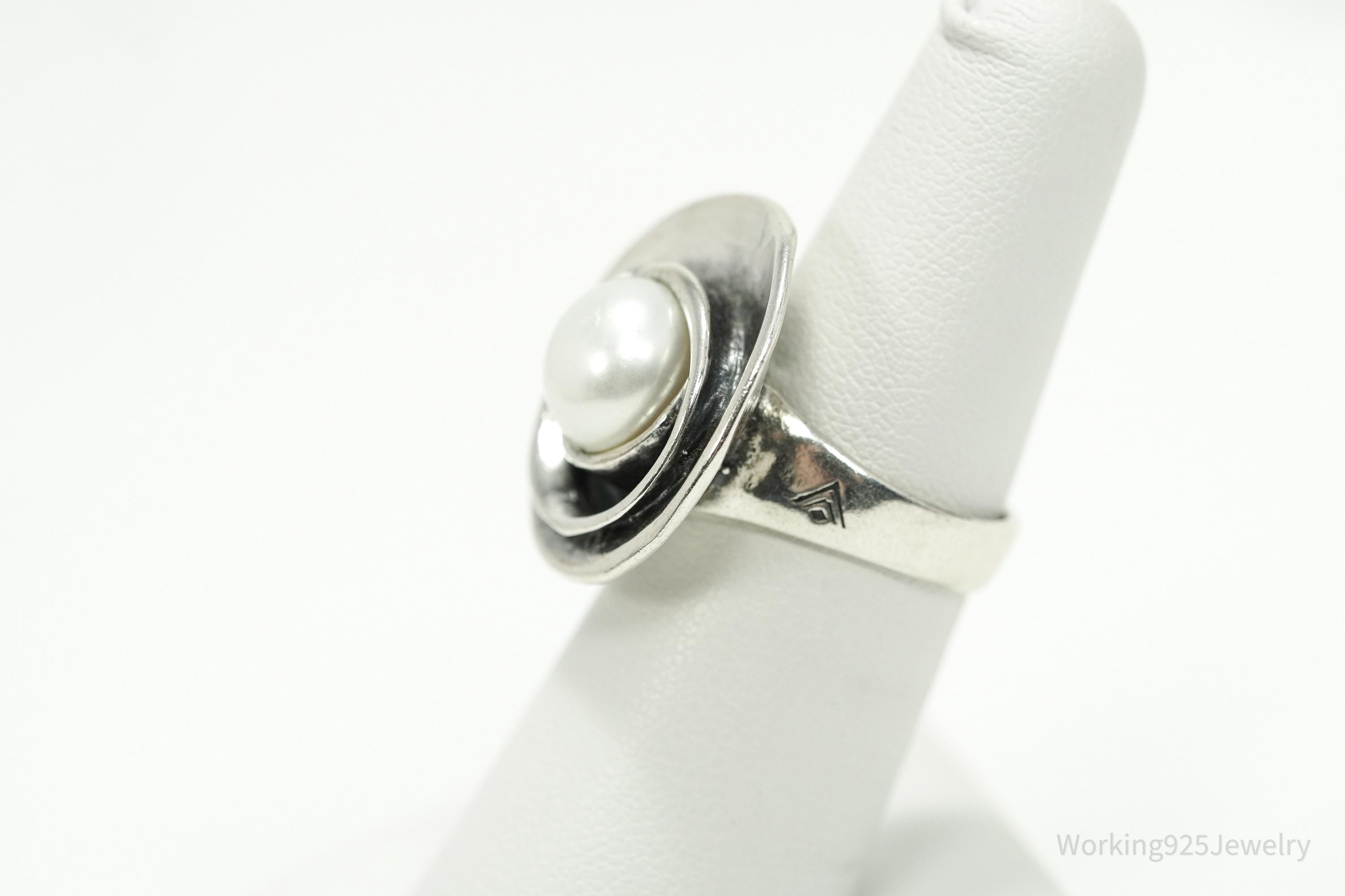 Vintage Silpada Retired Pearl Sterling Silver Ring - Size 6.25