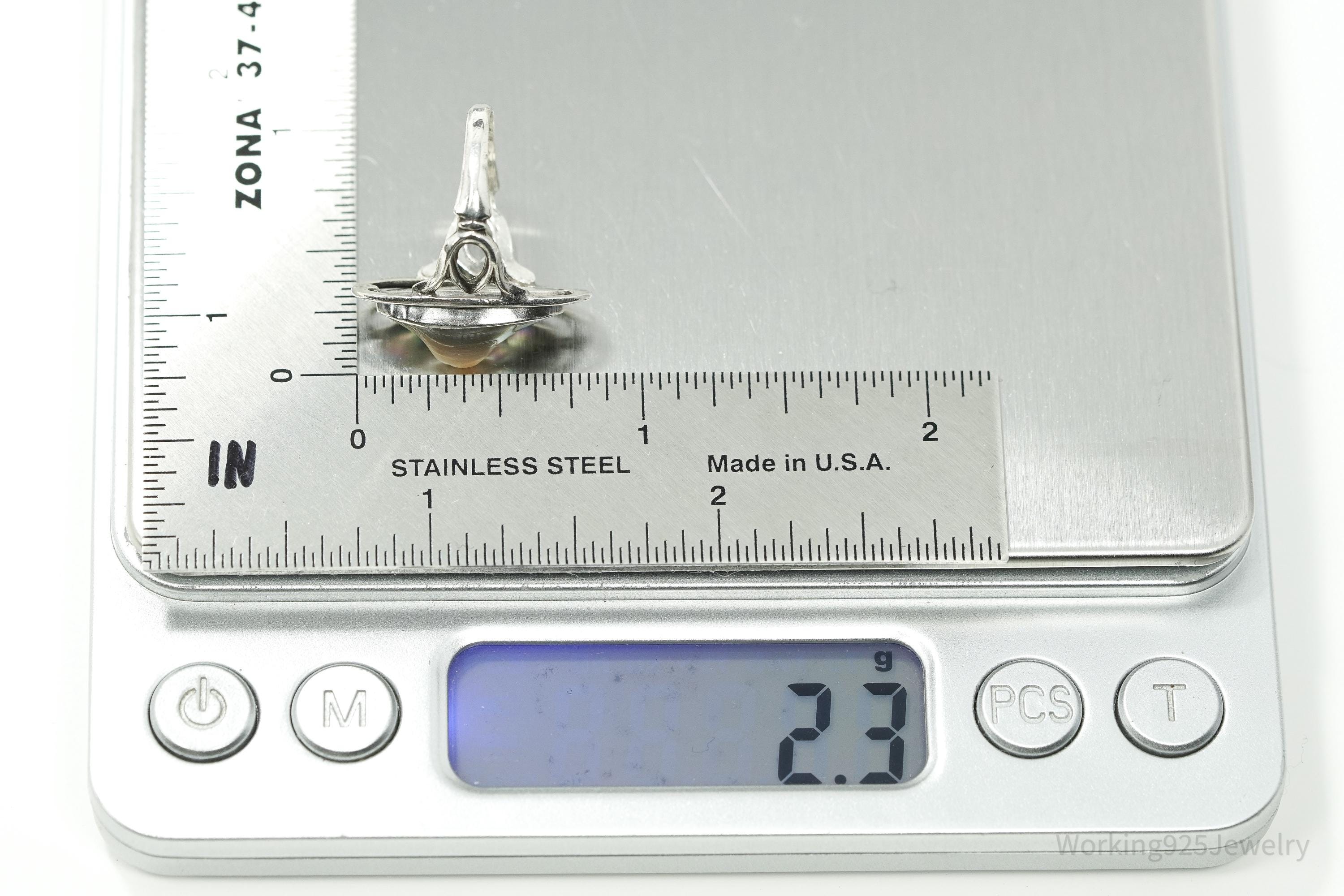 Antique Paua Abalone Shell Sterling Silver Ring - Size 5.25