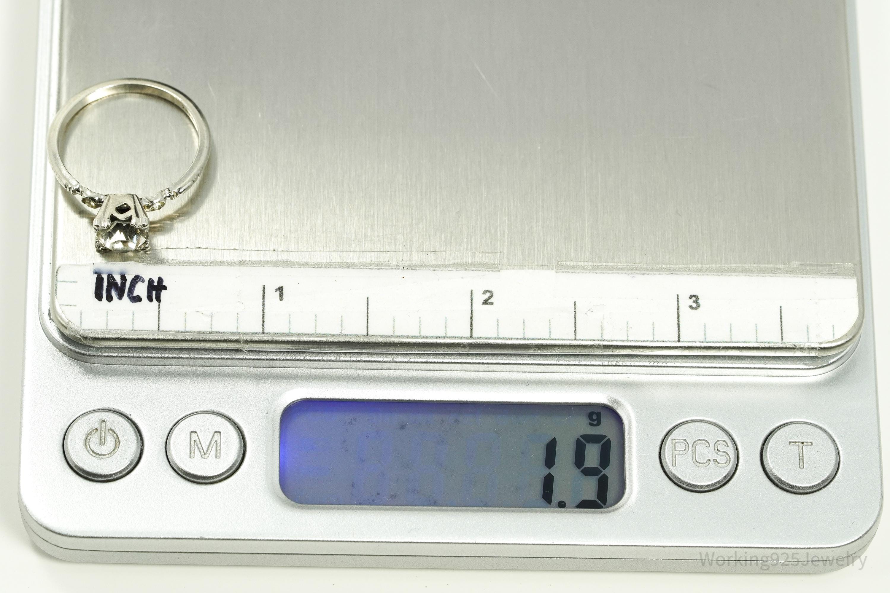 Antique Uncas MFG Co Rhinestone Sterling Silver Ring - Size 6.75