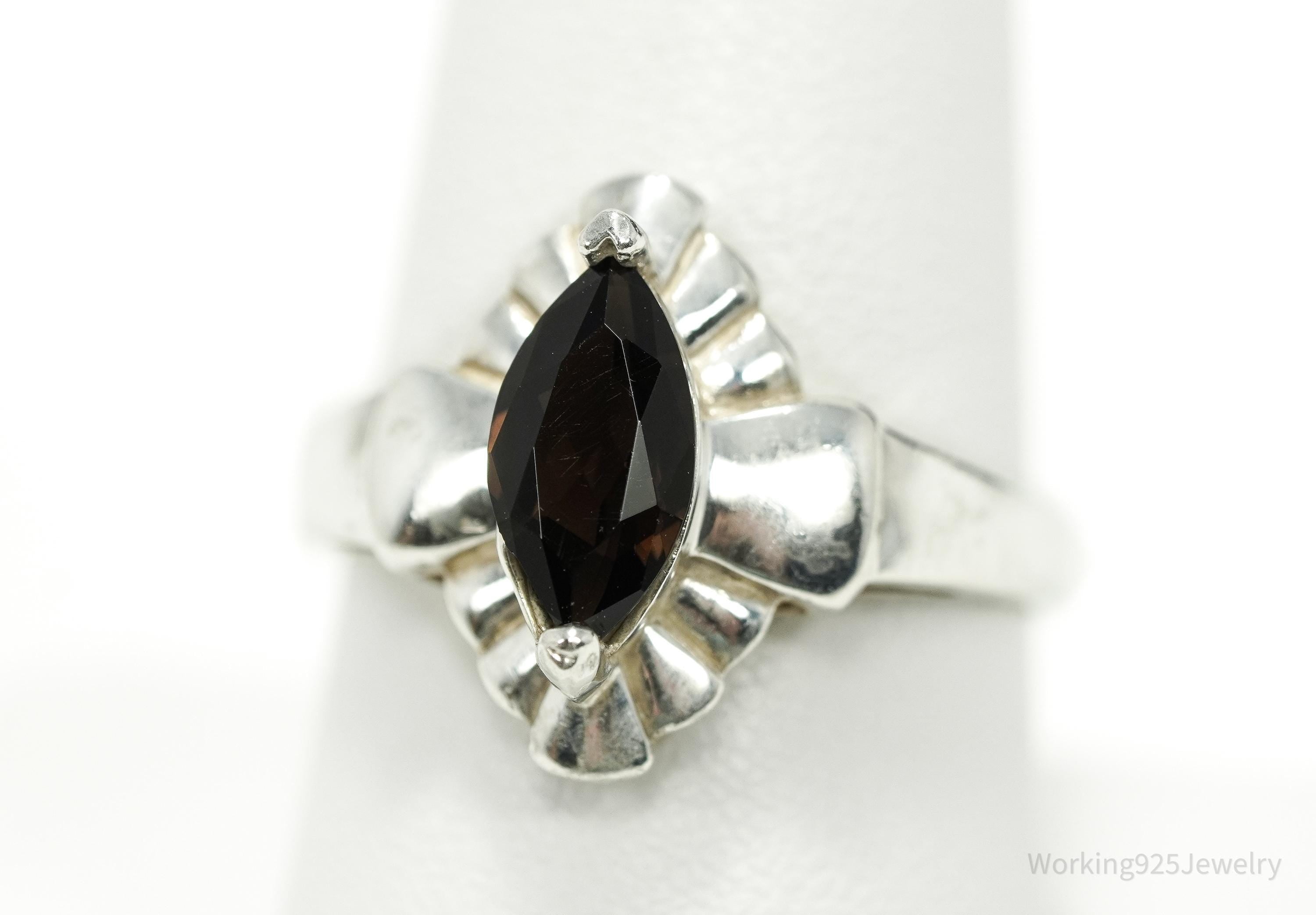 Vintage Smoky Topaz Sterling Silver Ring - Size 8.75