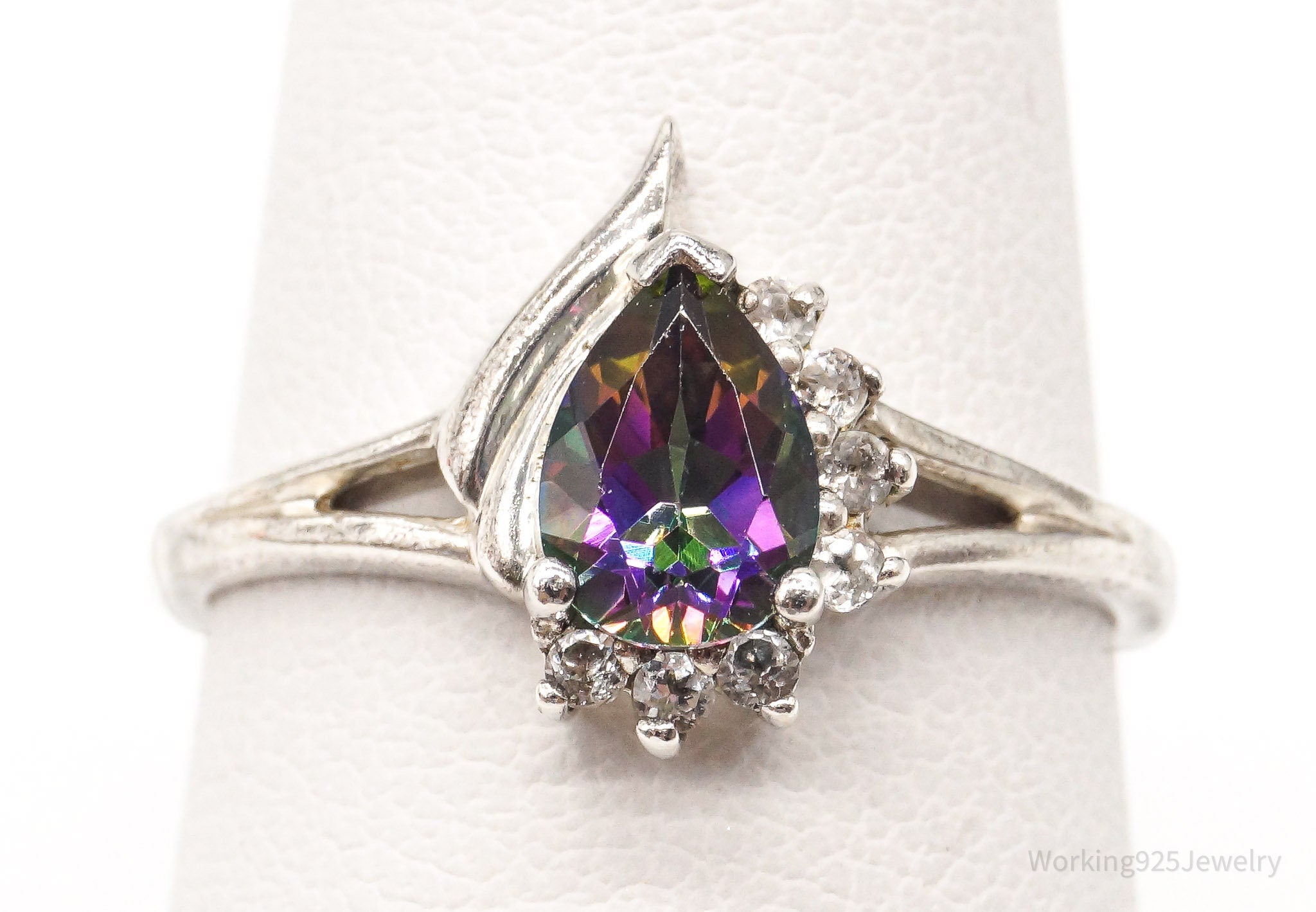 Vintage Mystic Topaz Cubic Zirconia Sterling Silver Ring - Size 7