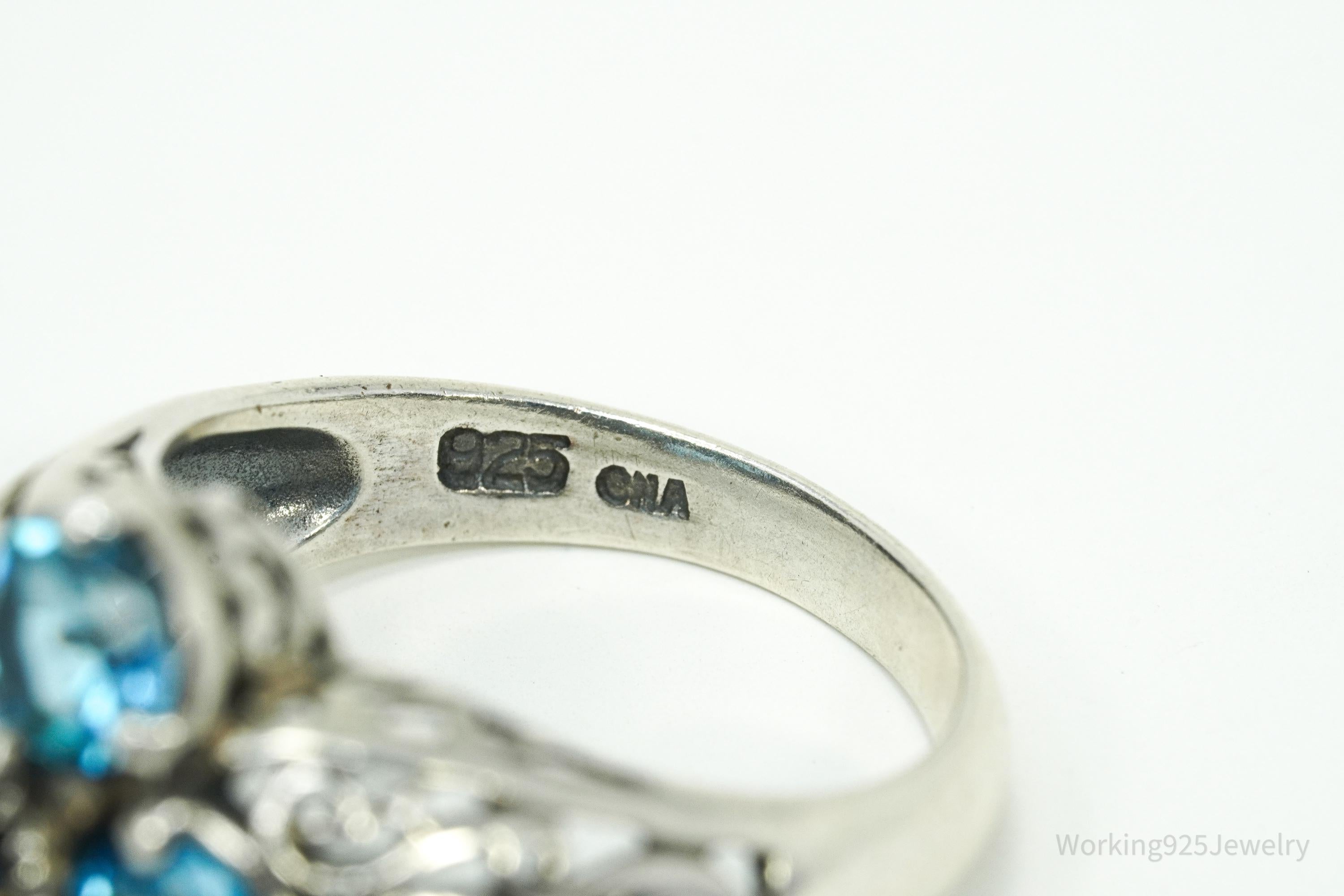 Vintage Designer CNA Blue Topaz Sapphire Sterling Silver Ring - Size 6