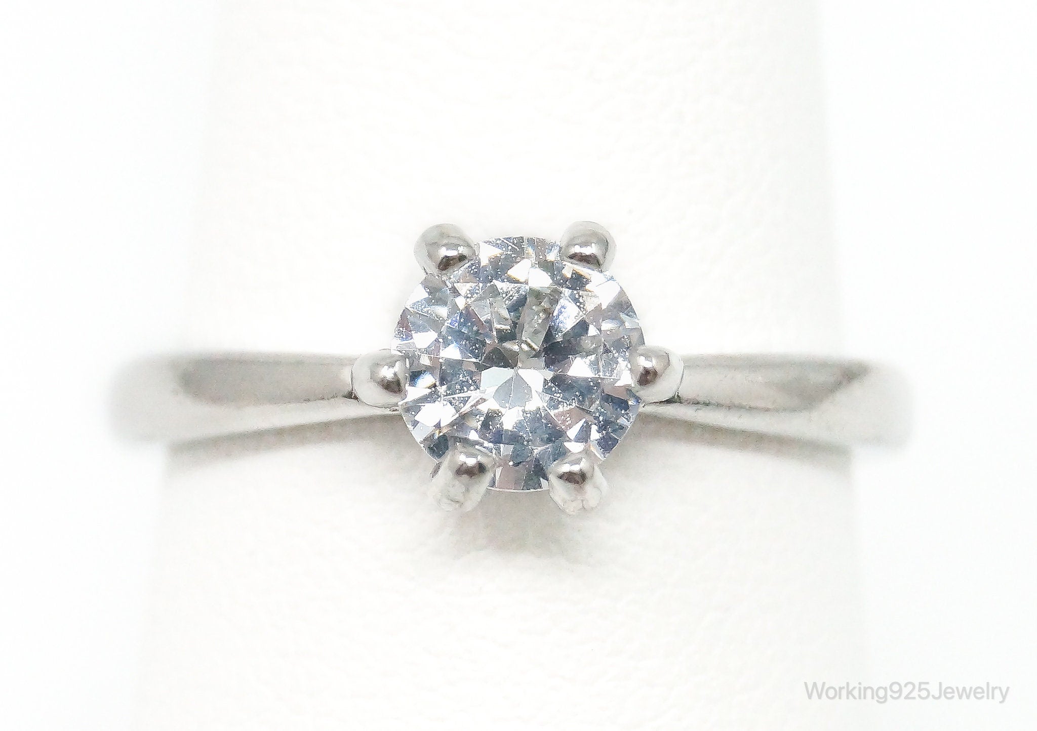 Vintage Cubic Zirconia Sterling Silver Ring - Size 7