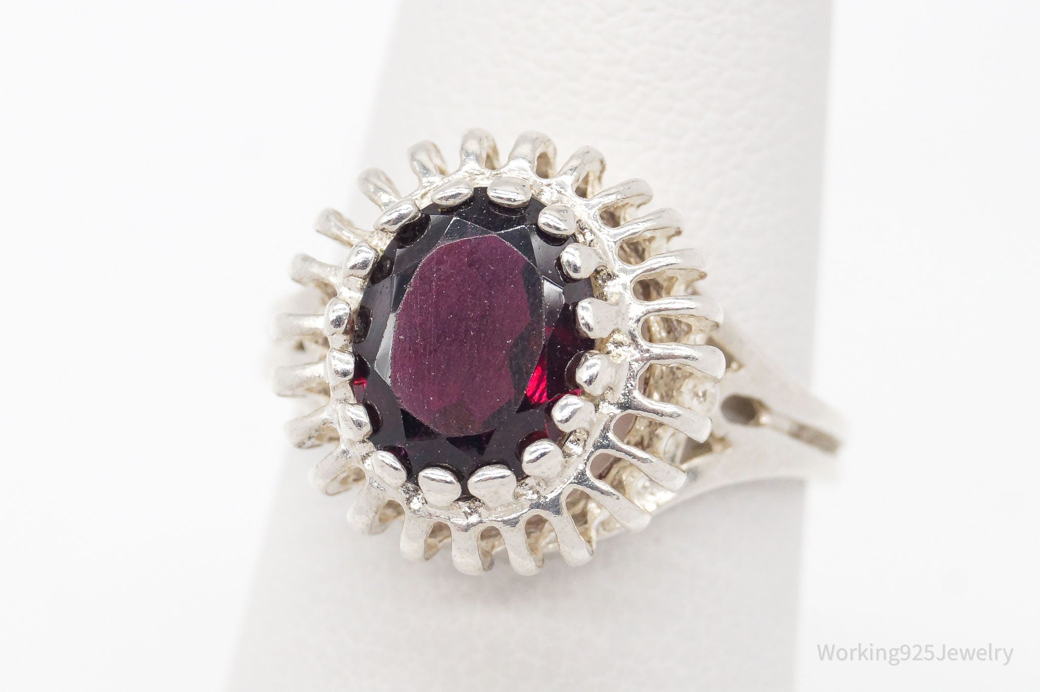 Vintage Rhodolite Garnet Sterling Silver Ring - Size 6