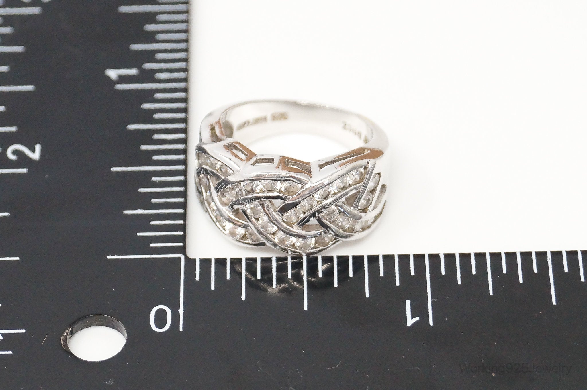 Vintage Art Deco Style Cubic Zirconia Sterling Silver Ring Size 5