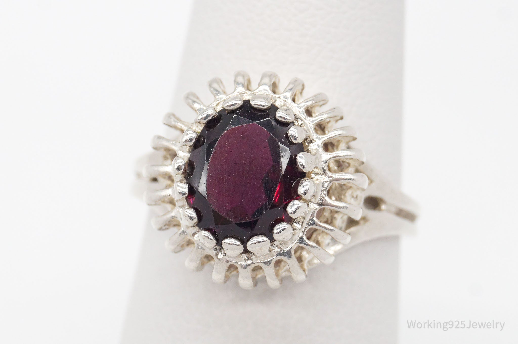 Vintage Rhodolite Garnet Sterling Silver Ring - Size 6