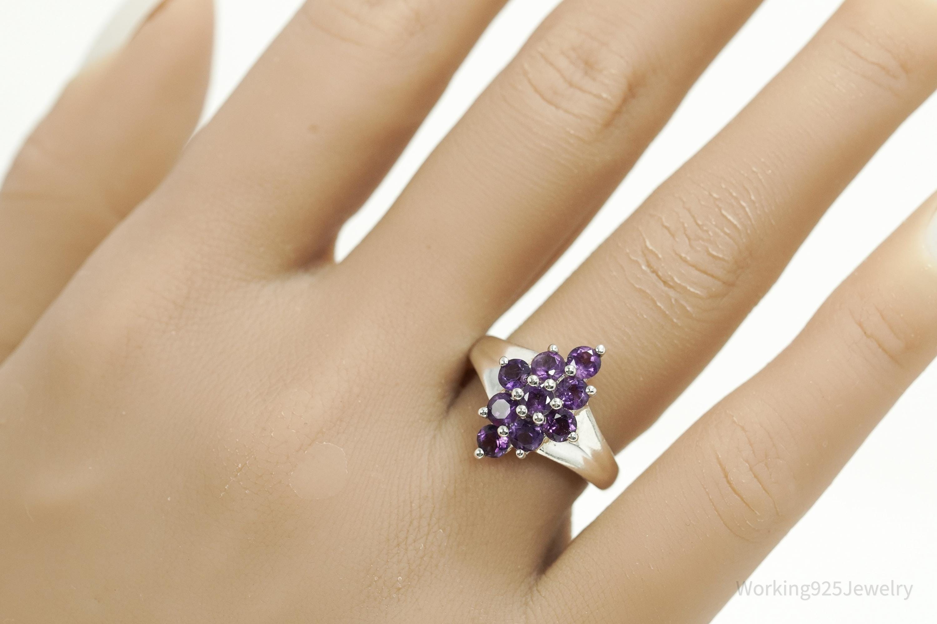 Vintage Amethyst Sterling Silver Ring - Size 6.75