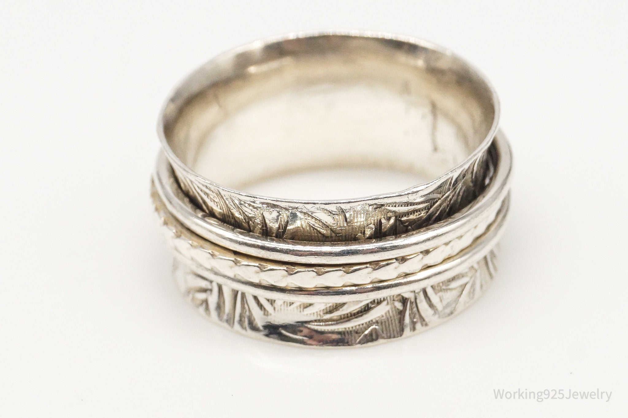 Vintage Sterling Silver Spinner Band Ring - Size 9.5