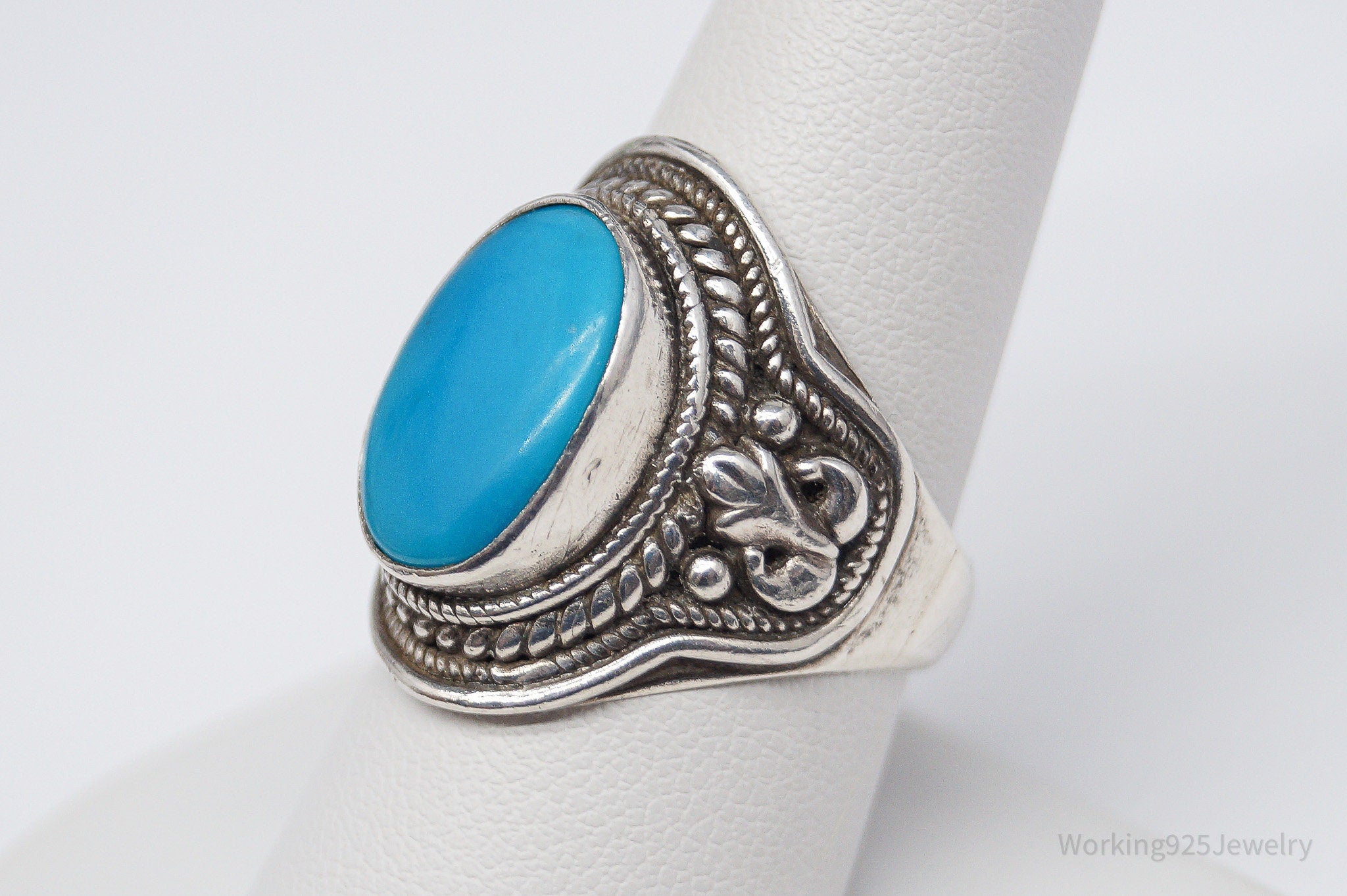 Vintage Turquoise Sterling Silver Ring - Size 8.75