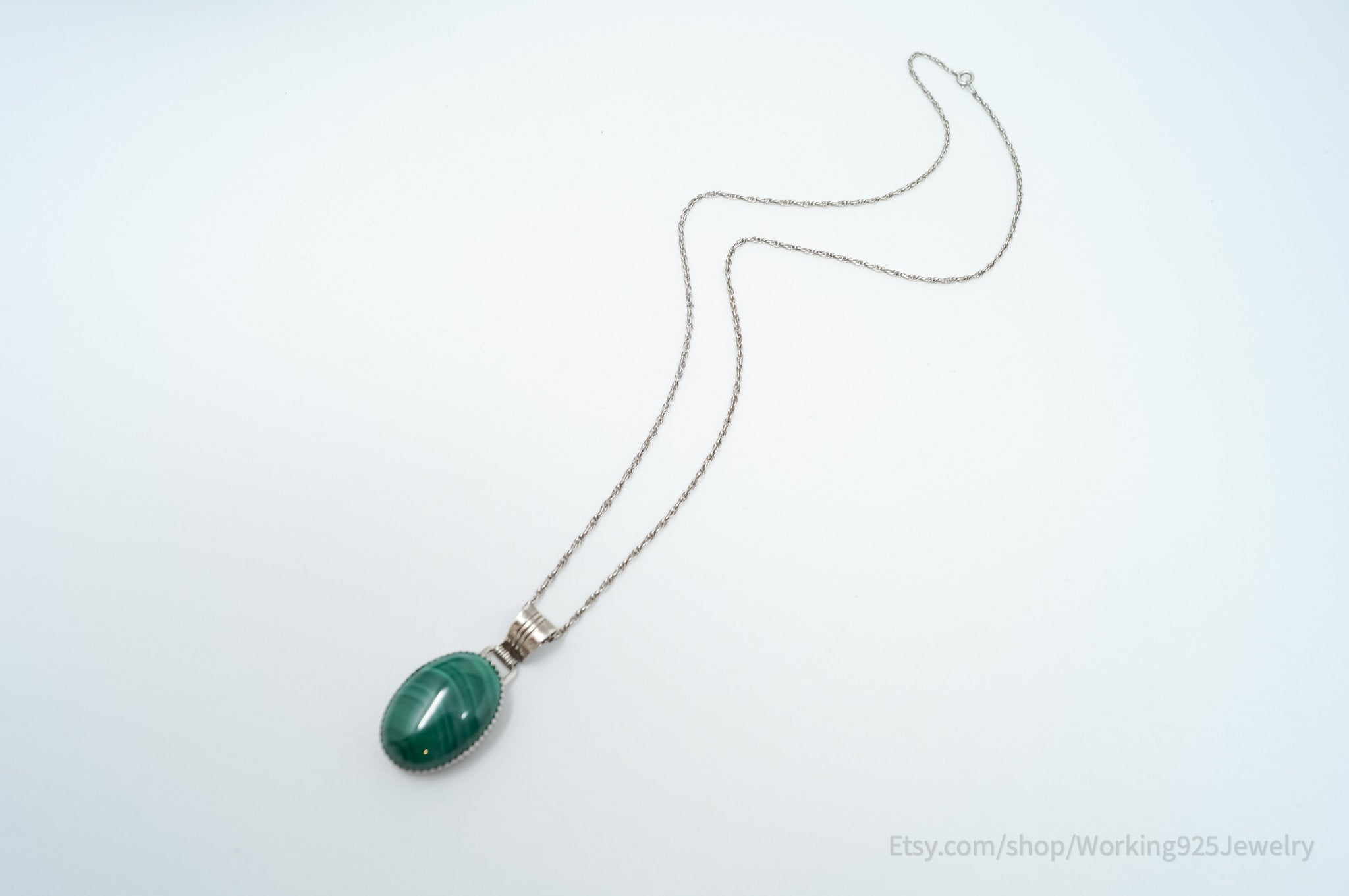 Vintage Native American Benjamin Piaso Navajo Malachite Sterling Silver Necklace