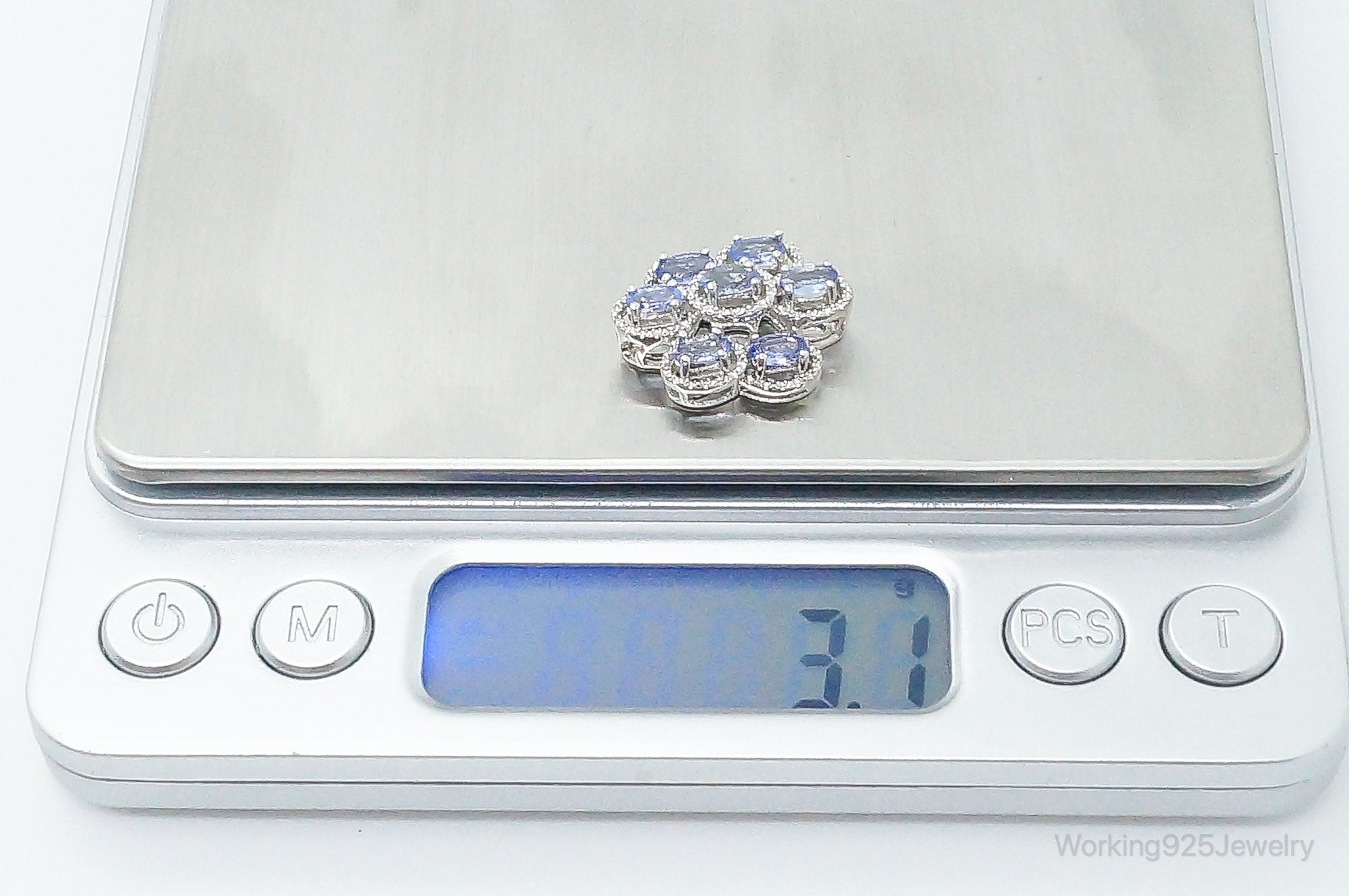 Designer Stauer Iolite Cubic Zirconia Sterling Silver Pendant