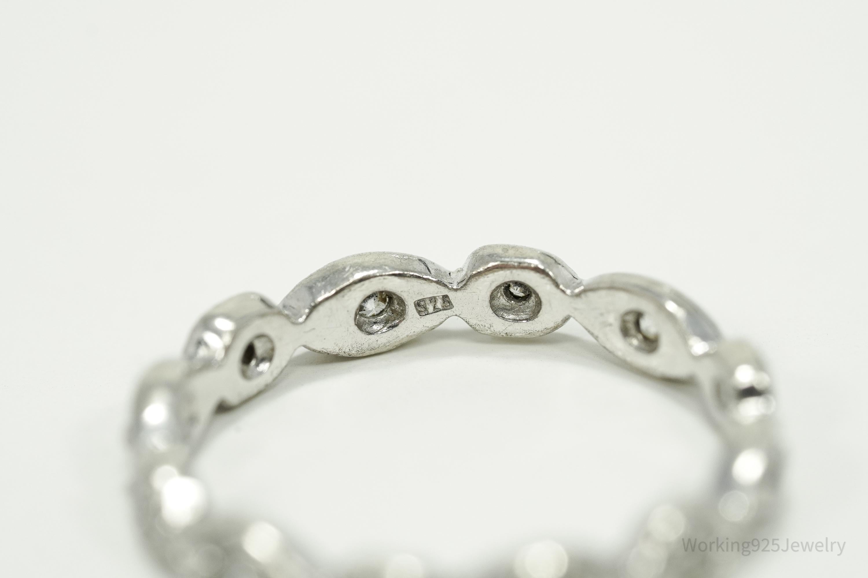 Vintage Cubic Zirconia Sterling Silver Band Ring - Size 6