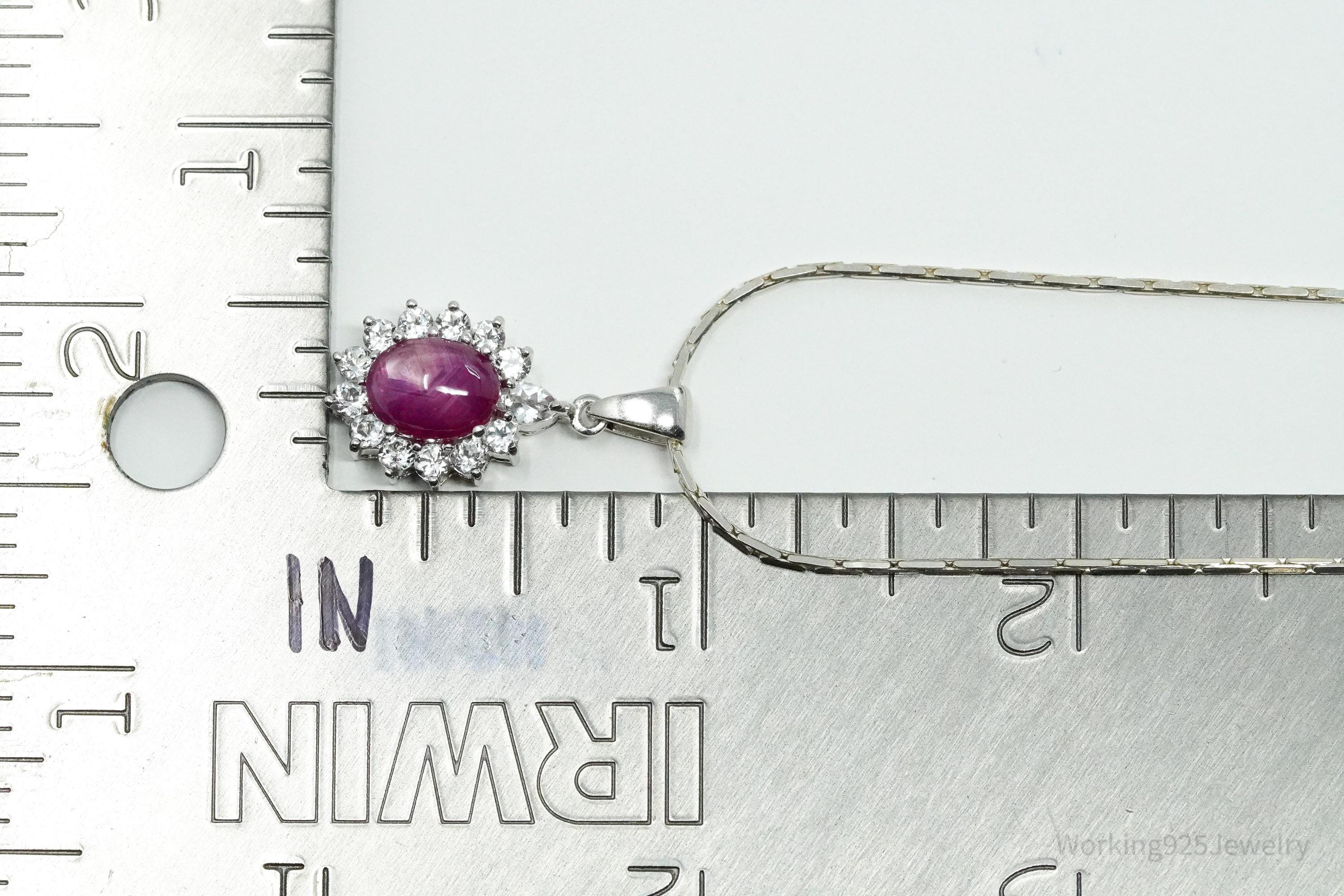 TGGC Ruby & White Sapphire Sterling Silver Necklace 18"