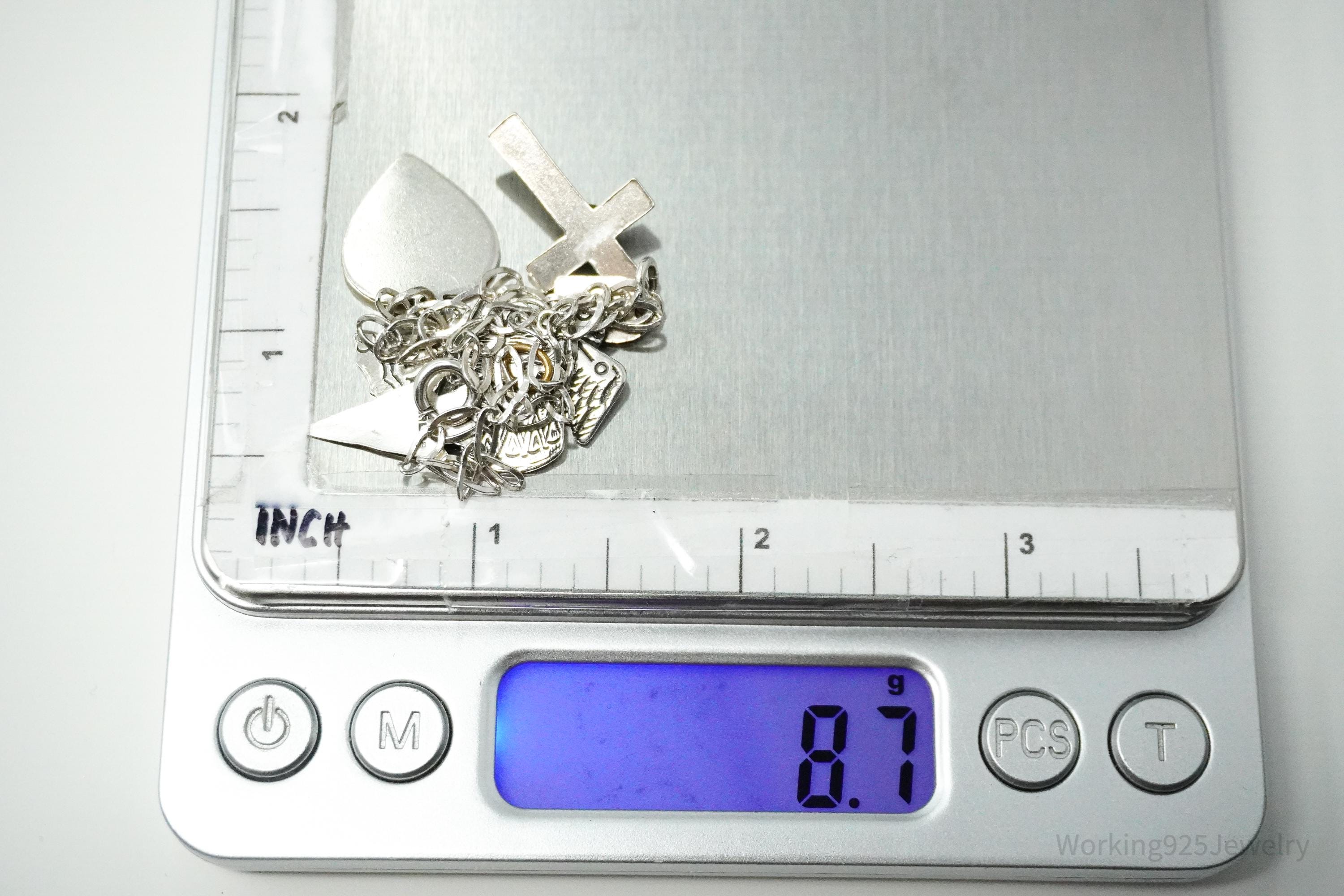 Vintage Southwestern Charms Sterling Silver Bracelet / Anklet 8 3/8"