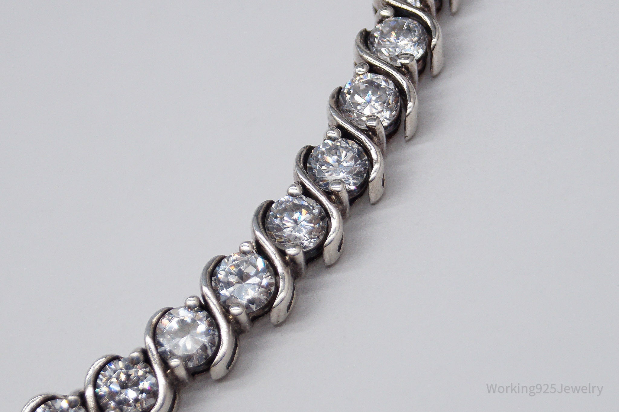 Vintage Ross Simons Cubic Zirconia Sterling Silver Tennis Bracelet 7 15/16"