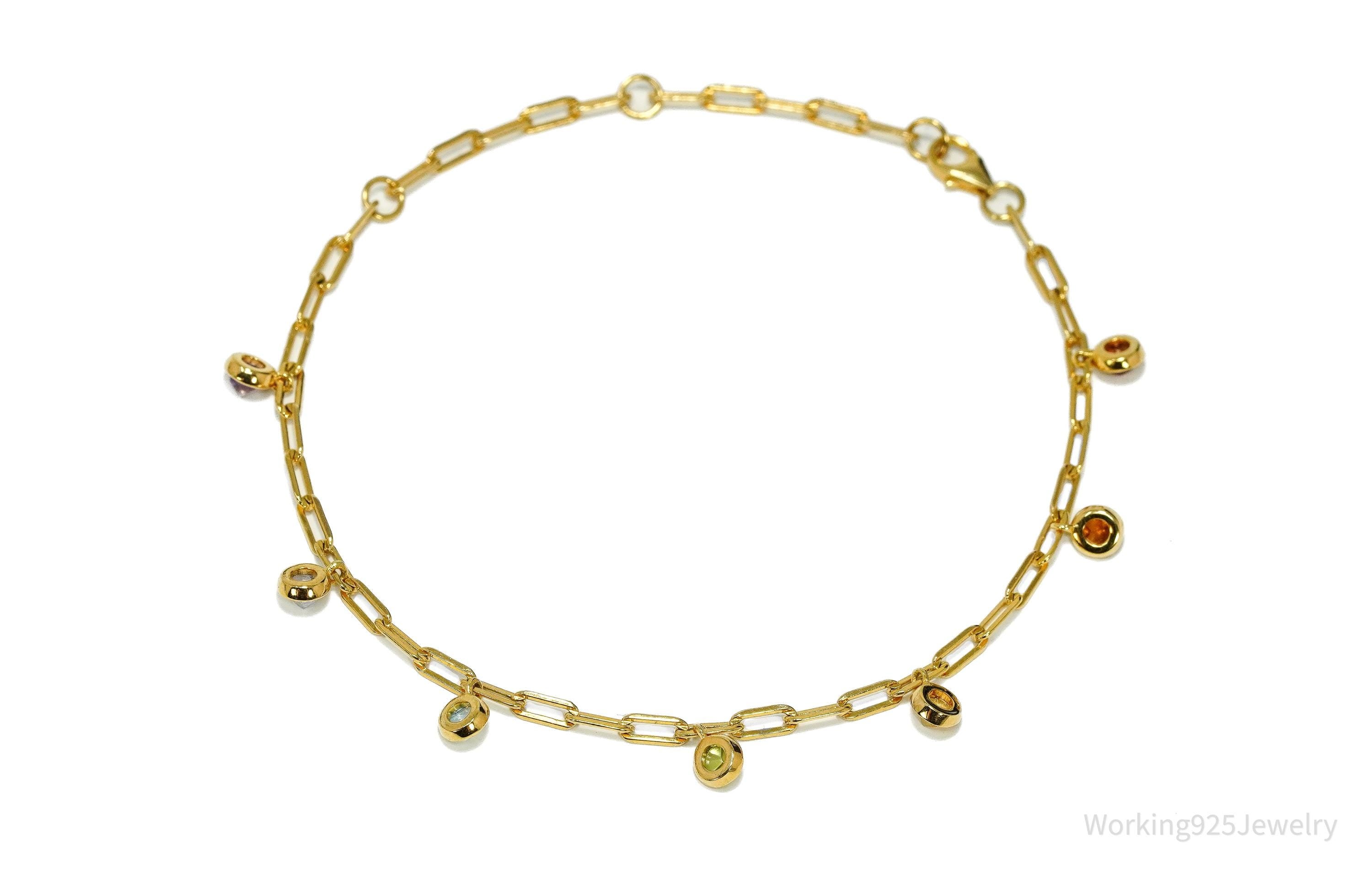 GEMX Multi Gemstone 18K Yellow Gold Vermeil Sterling Silver Bracelet - 8 1/8"