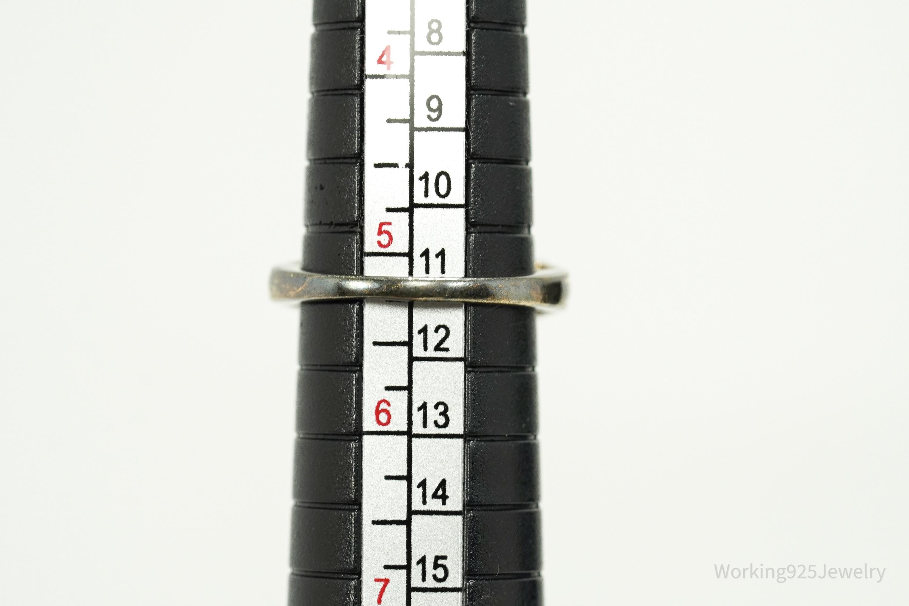 Vintage Green Onyx & Cubic Zirconia Gold Vermeil Sterling Silver Ring - Size 5.25