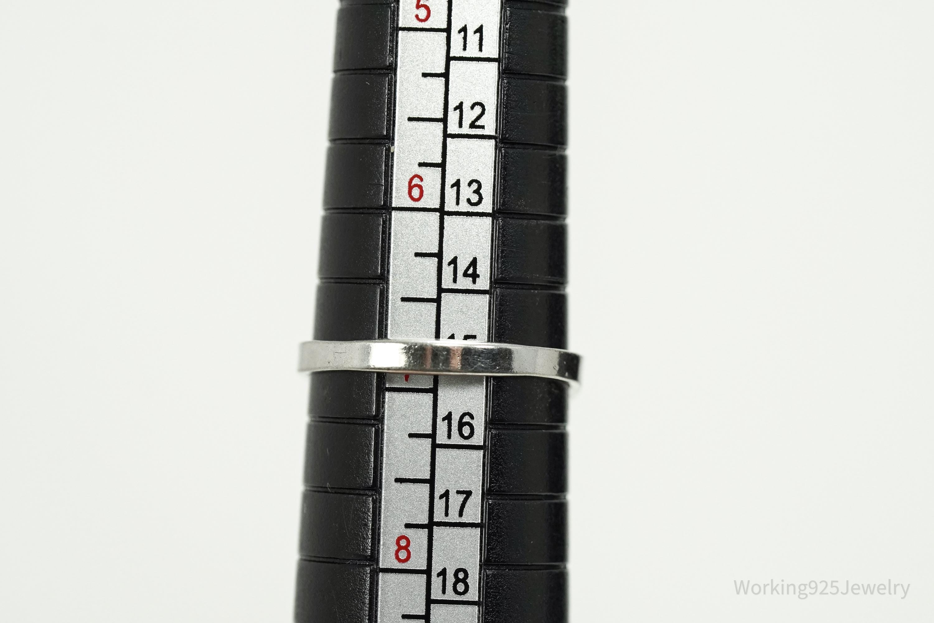 Antique Uncas MFG Co Blue Glass Stone Sterling Silver Ring - Size 6.75