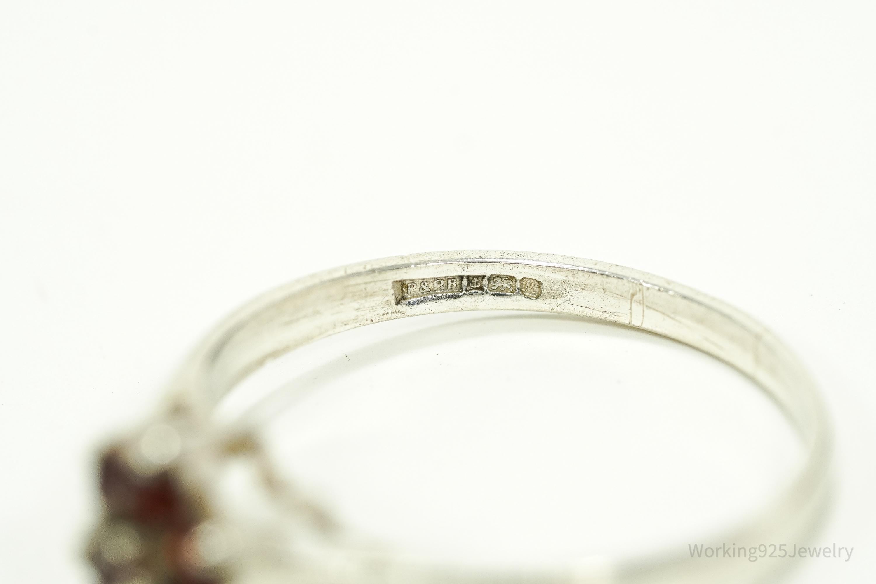 Vintage 1980s Birmingham Garnet Sterling Silver Ring - Size 6.5