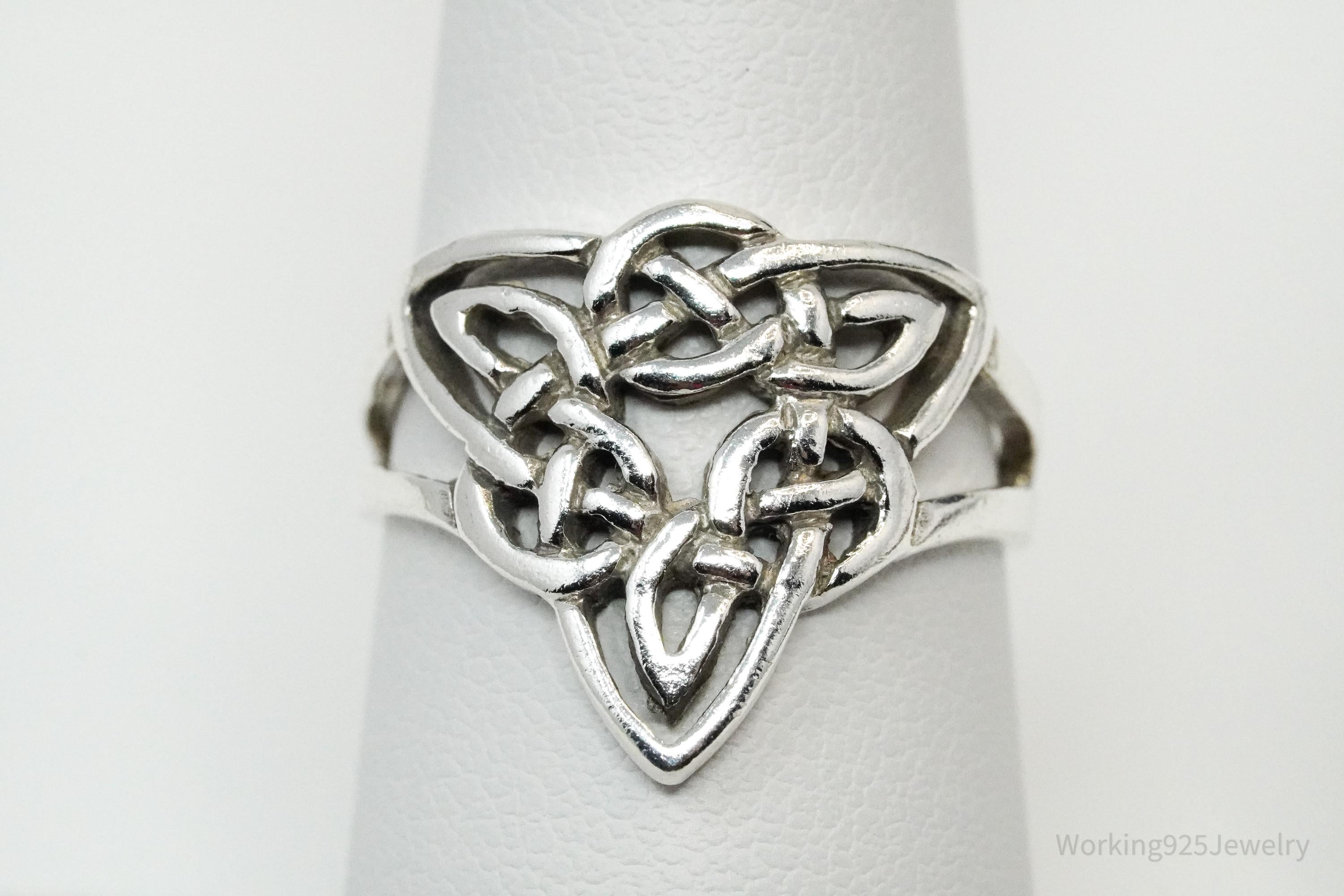 Vintage Celtic Knot Design Sterling Silver Ring - Size 6.5