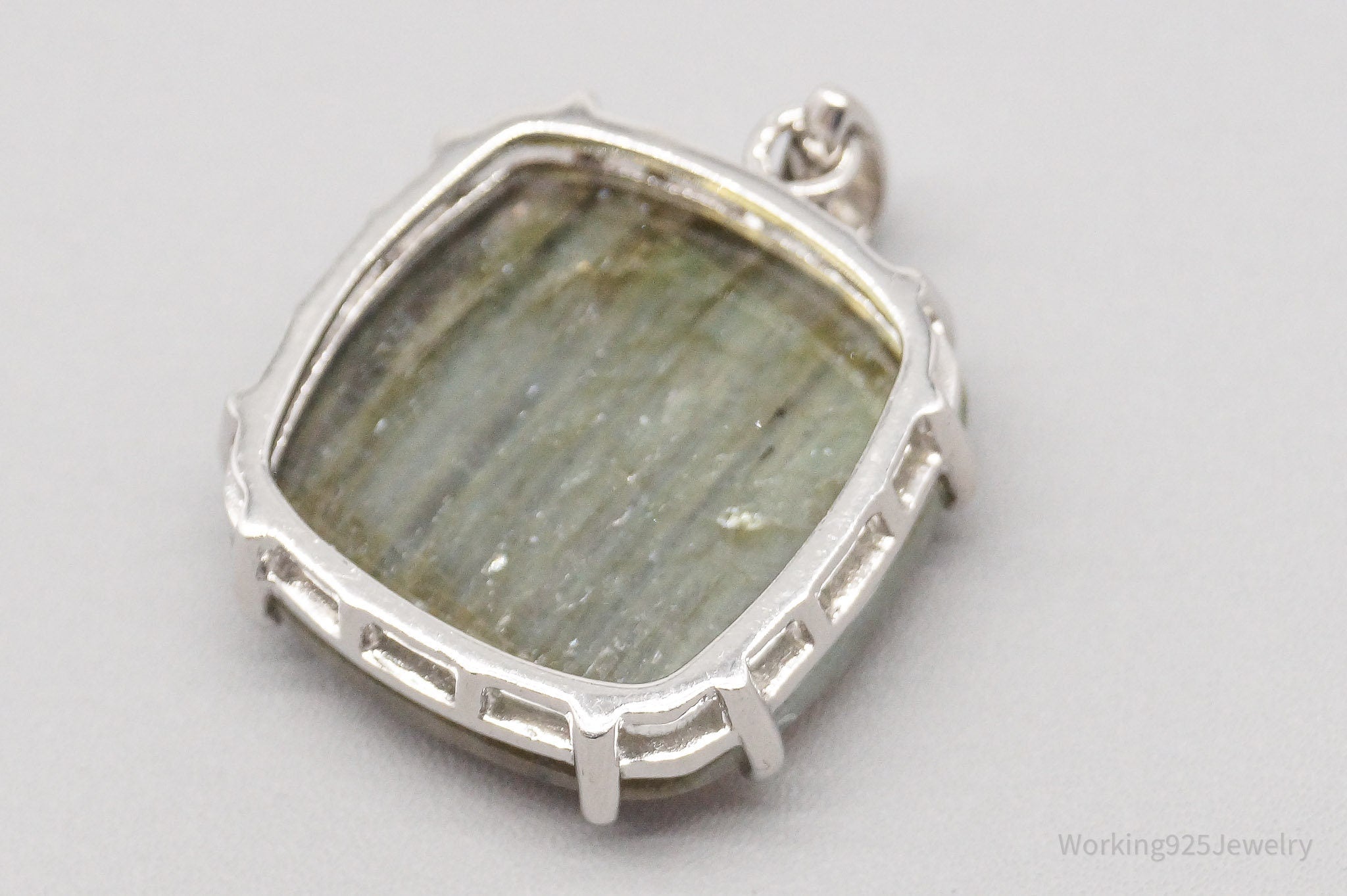 Vintage TGGC Large Labradorite Sterling Silver Necklace Pendant