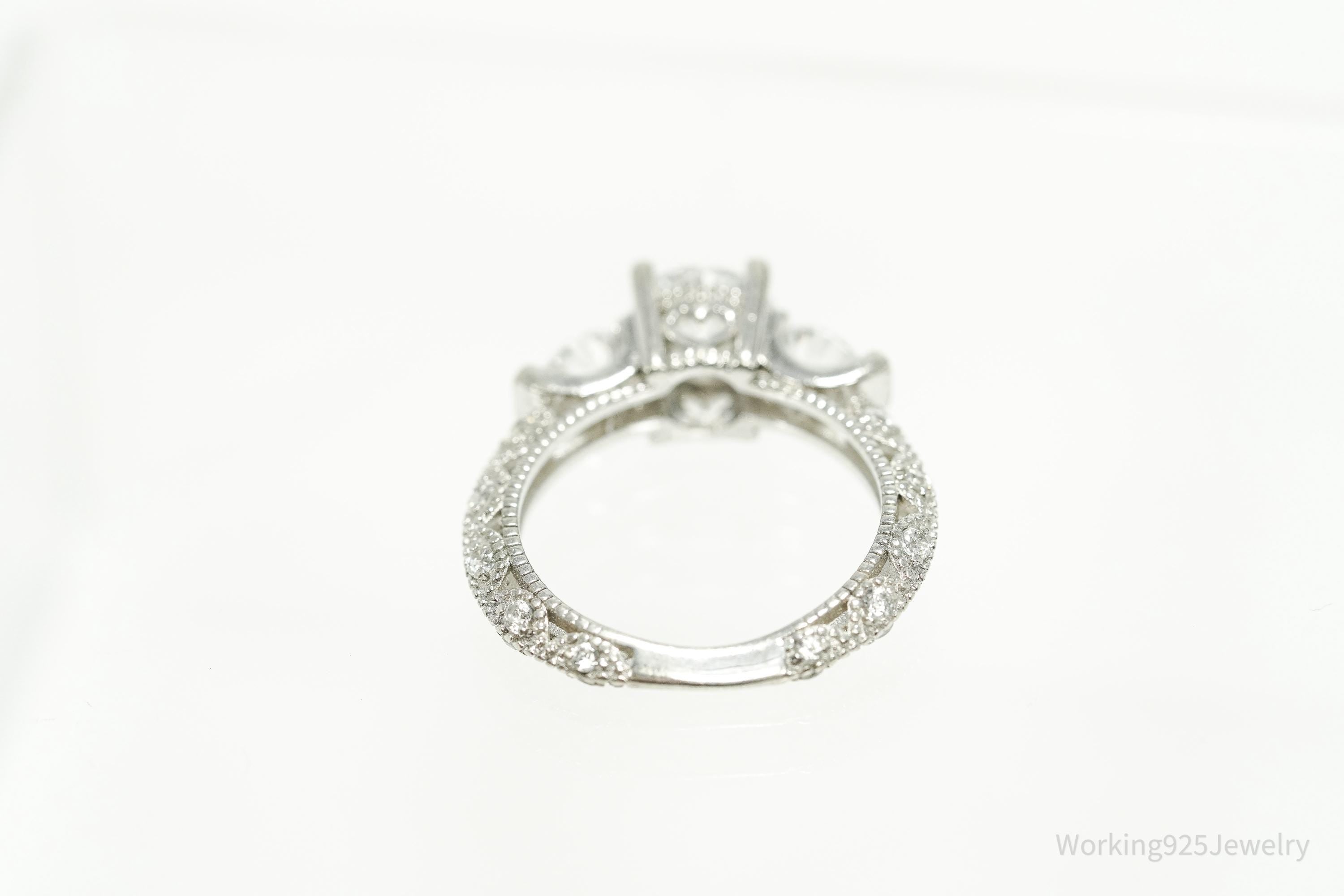 Vintage Cubic Zirconia Sterling Silver Ring - Size 4.75