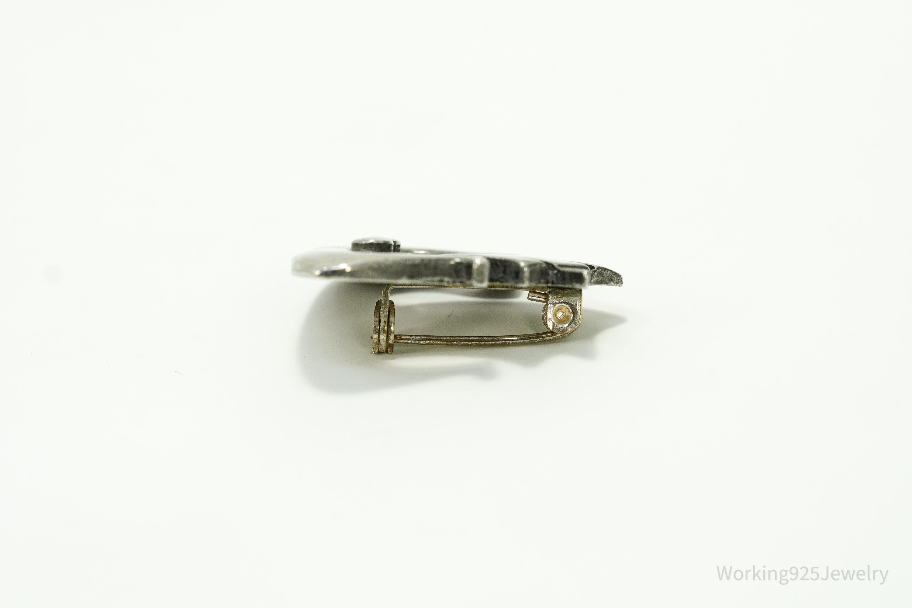 Vintage 1960s Swedish Modernist R. Tennesmed Pewter Viking Ship Brooch Pin