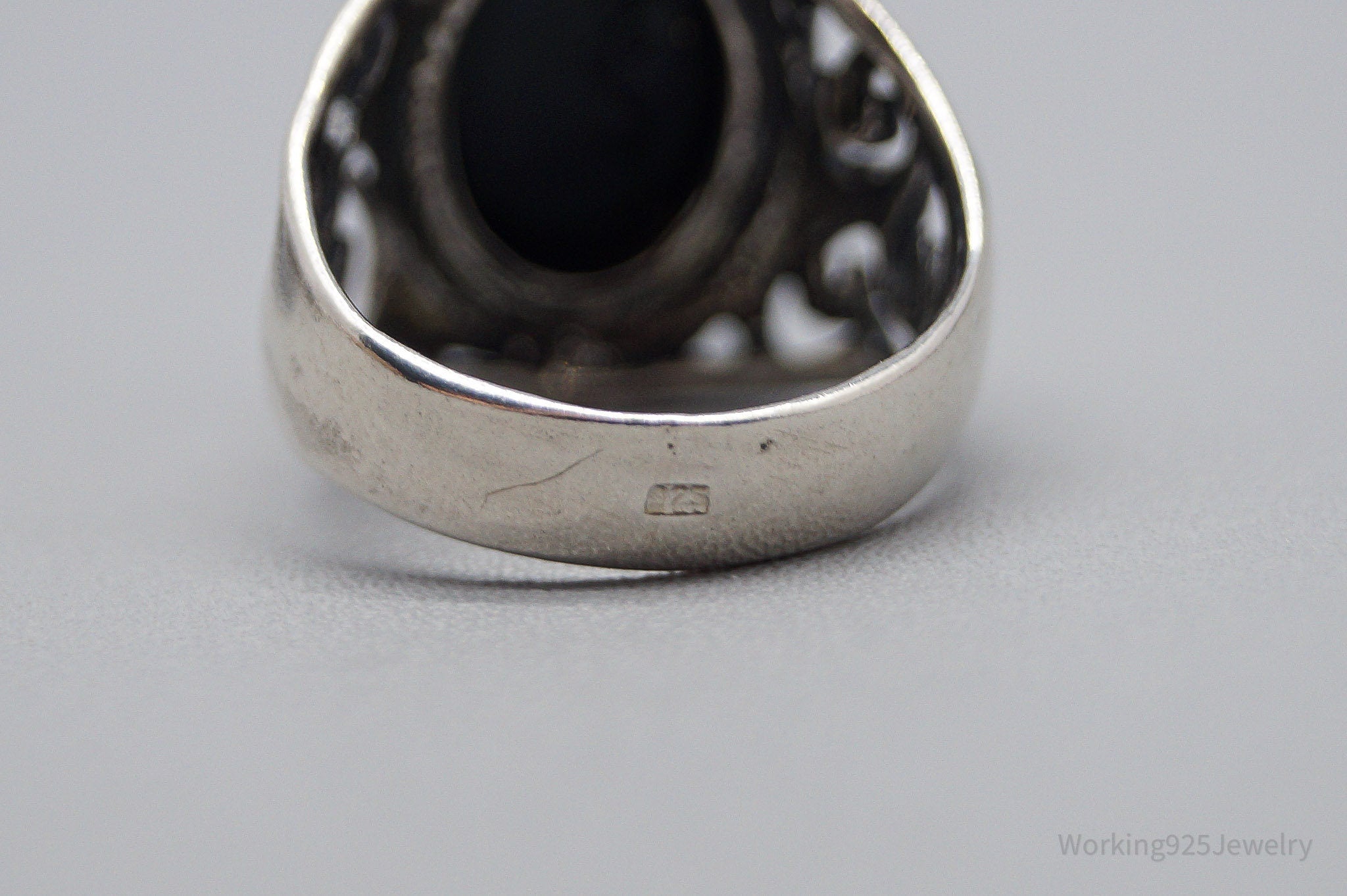 Vintage Amber Sterling Silver Ring - Size 5.25