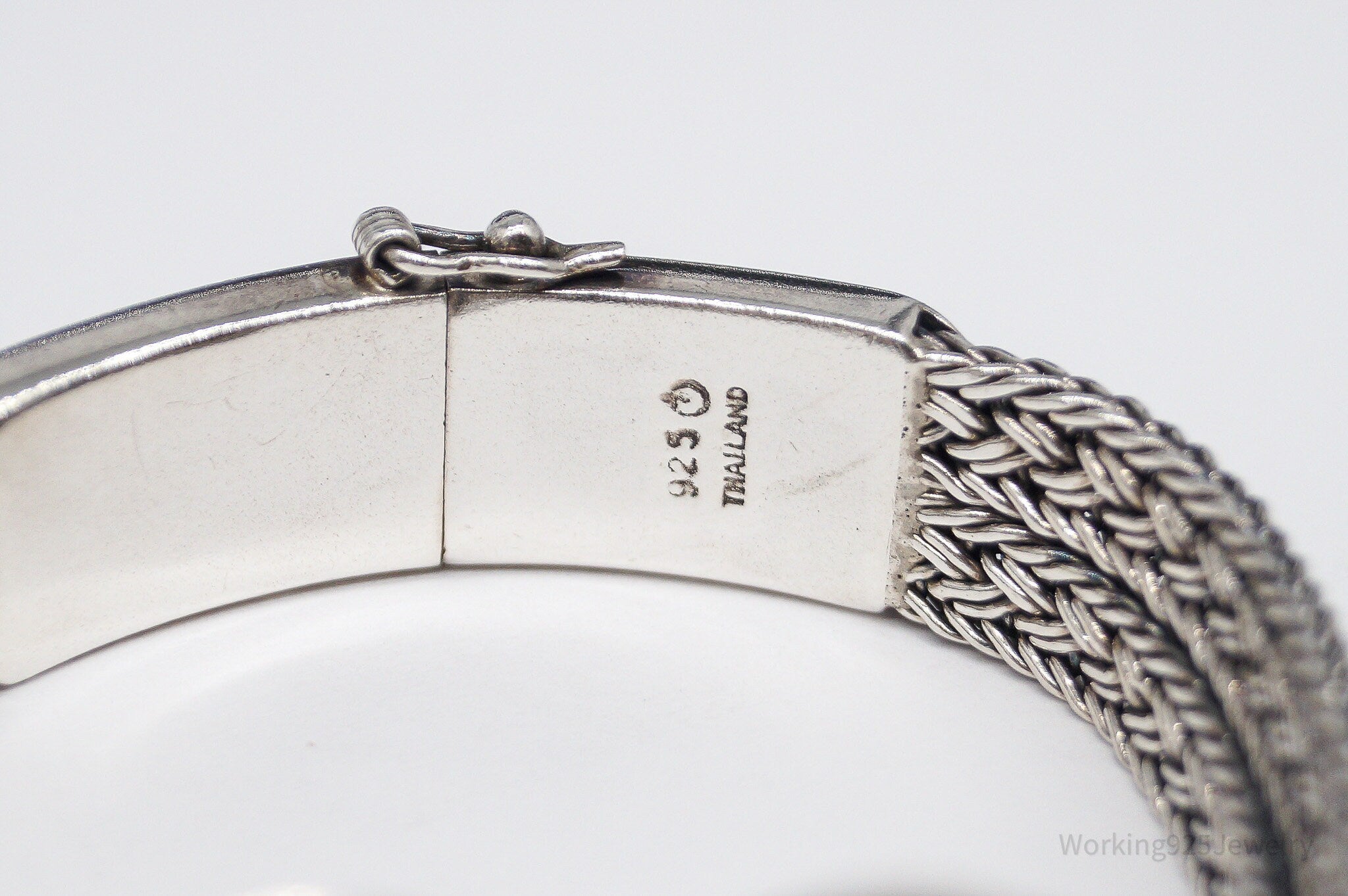 Vintage Floral Pattern Repousse Sterling Silver Bracelet 7 1/8"