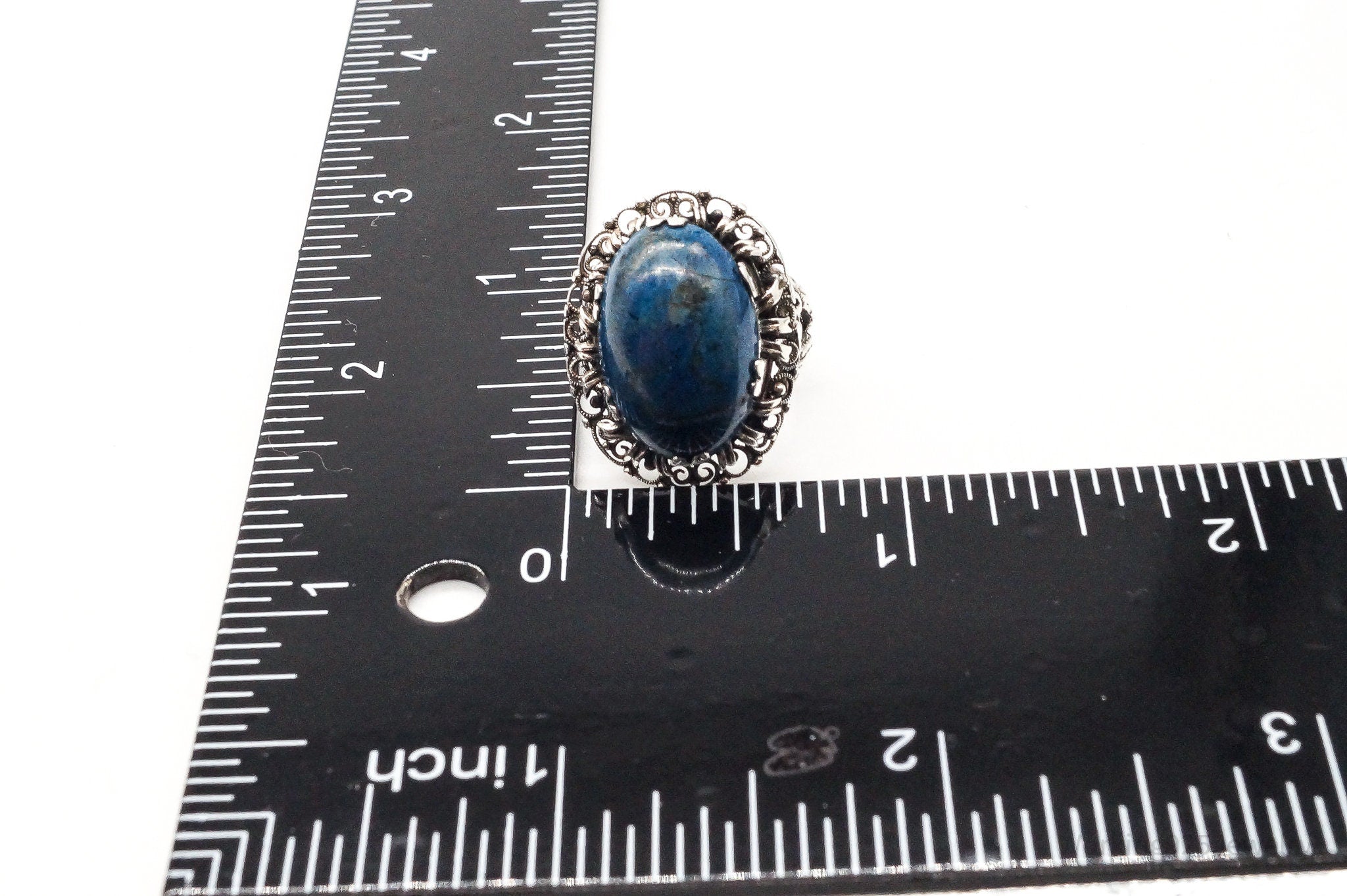 Antique Deep Blue Gemstone Sterling Silver Ring Size 4.75