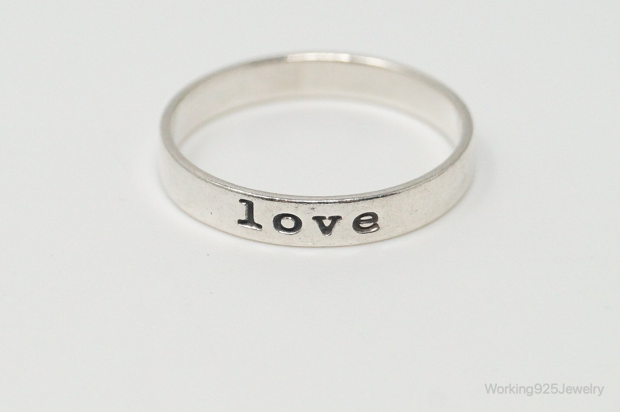 Vintage "Love" Sterling Silver Band Ring - Size 6