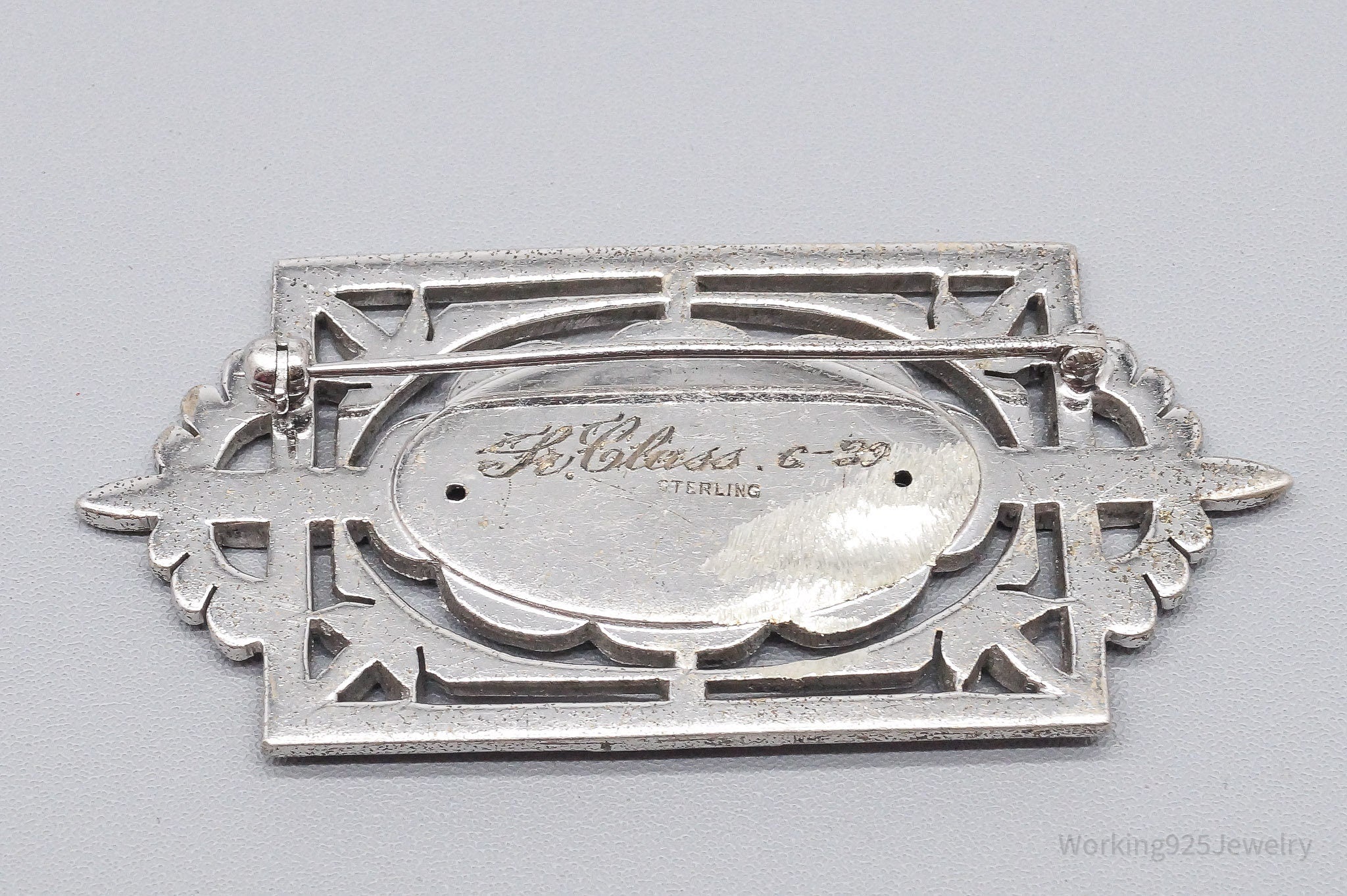 Antique 1930s Marcasite Art Deco Sterling Silver Brooch Pin