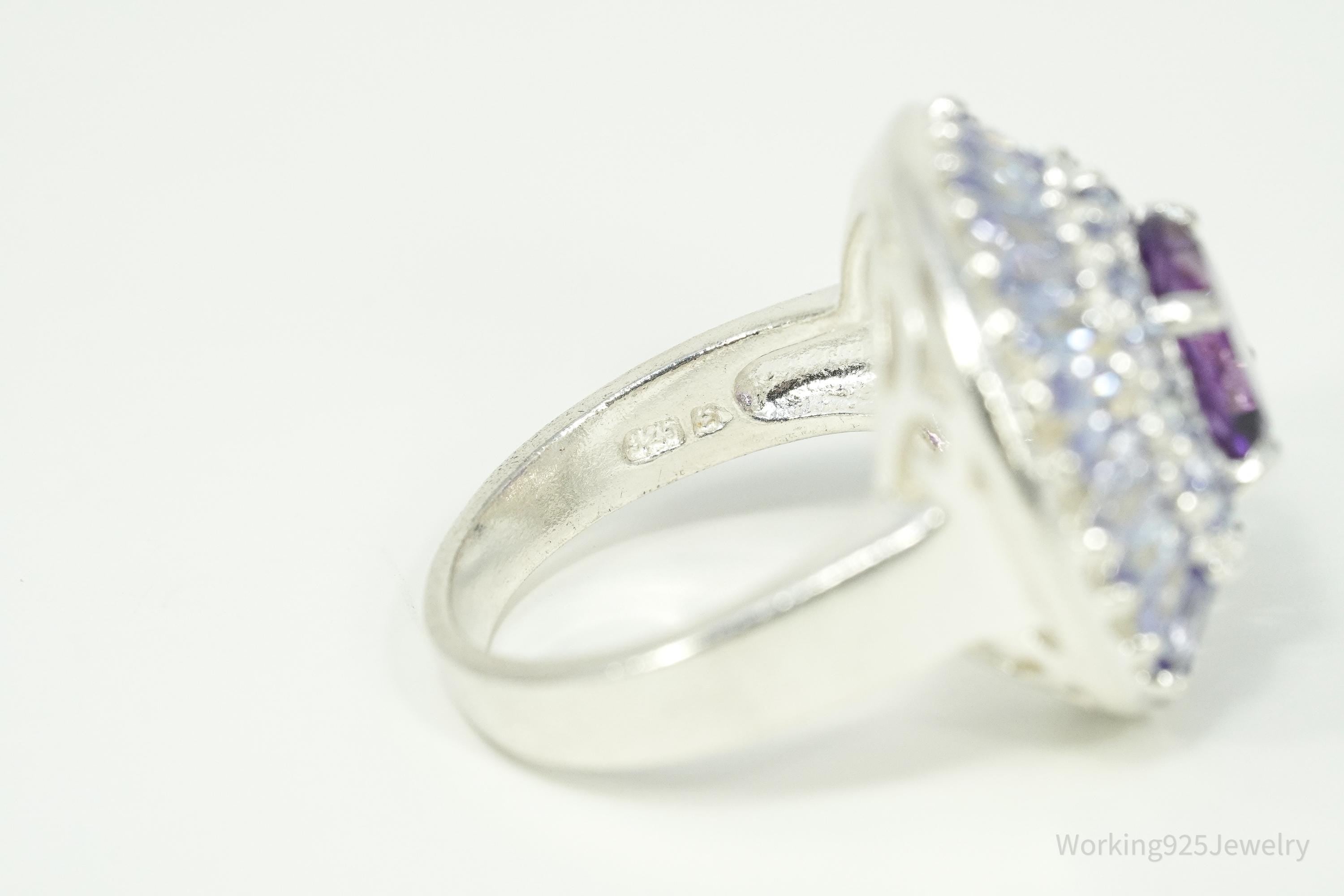 Vintage Amethyst & Iolite Sterling Silver Ring - Size 9