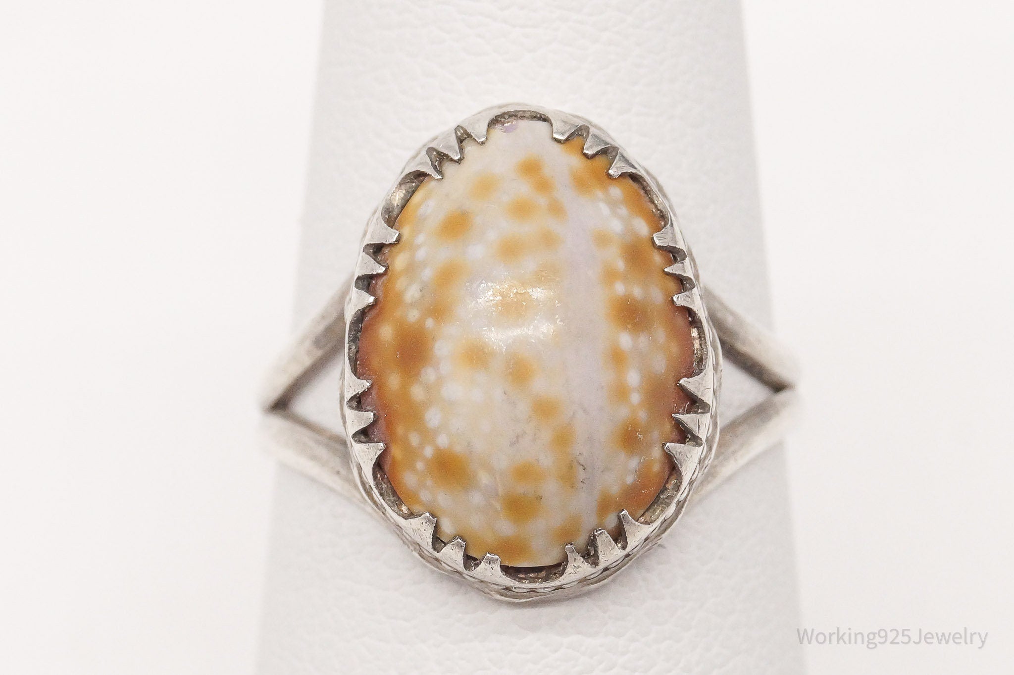 Antique Shell Silver Ring - Size 6.5