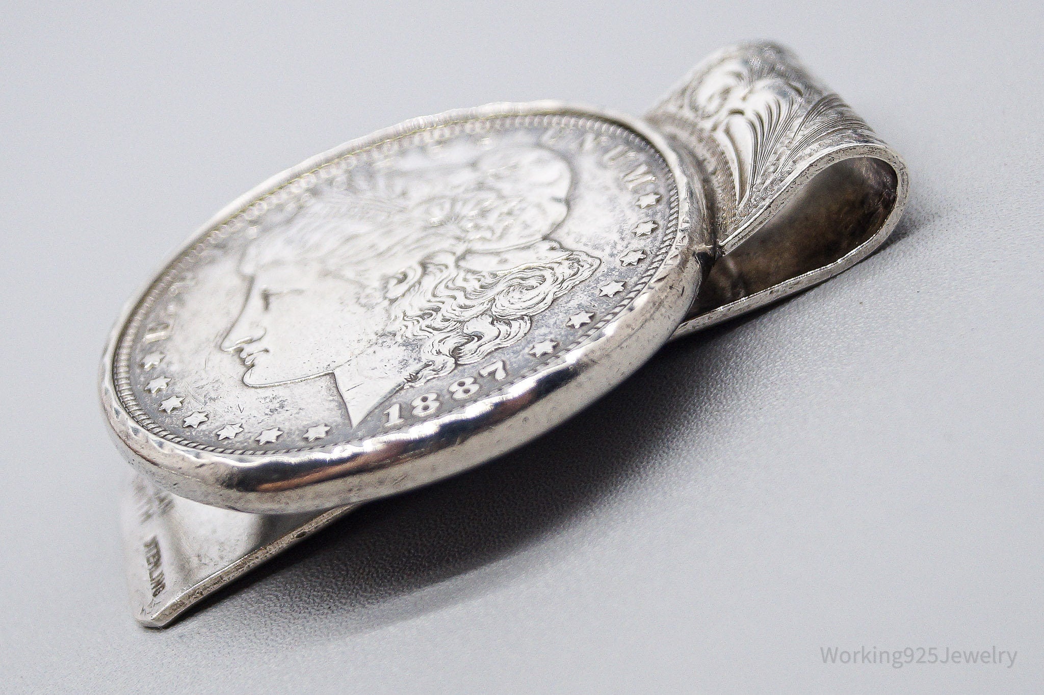 Antique 1887 Morgan Silver Dollar Coin Morgan Smith Navajo Sterling Silver Money Clip