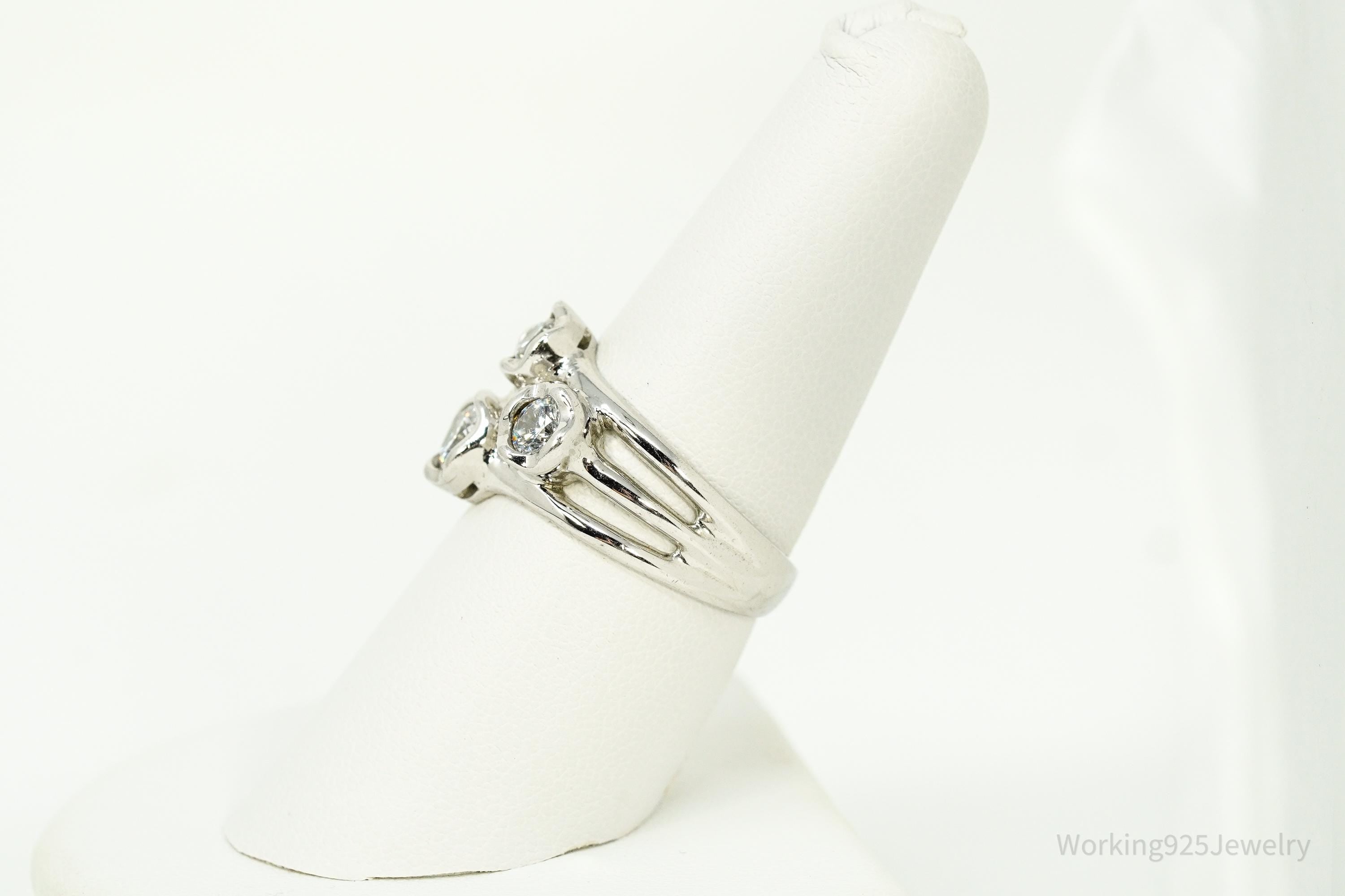 Vintage Cubic Zirconia Sterling Silver Ring Size 8