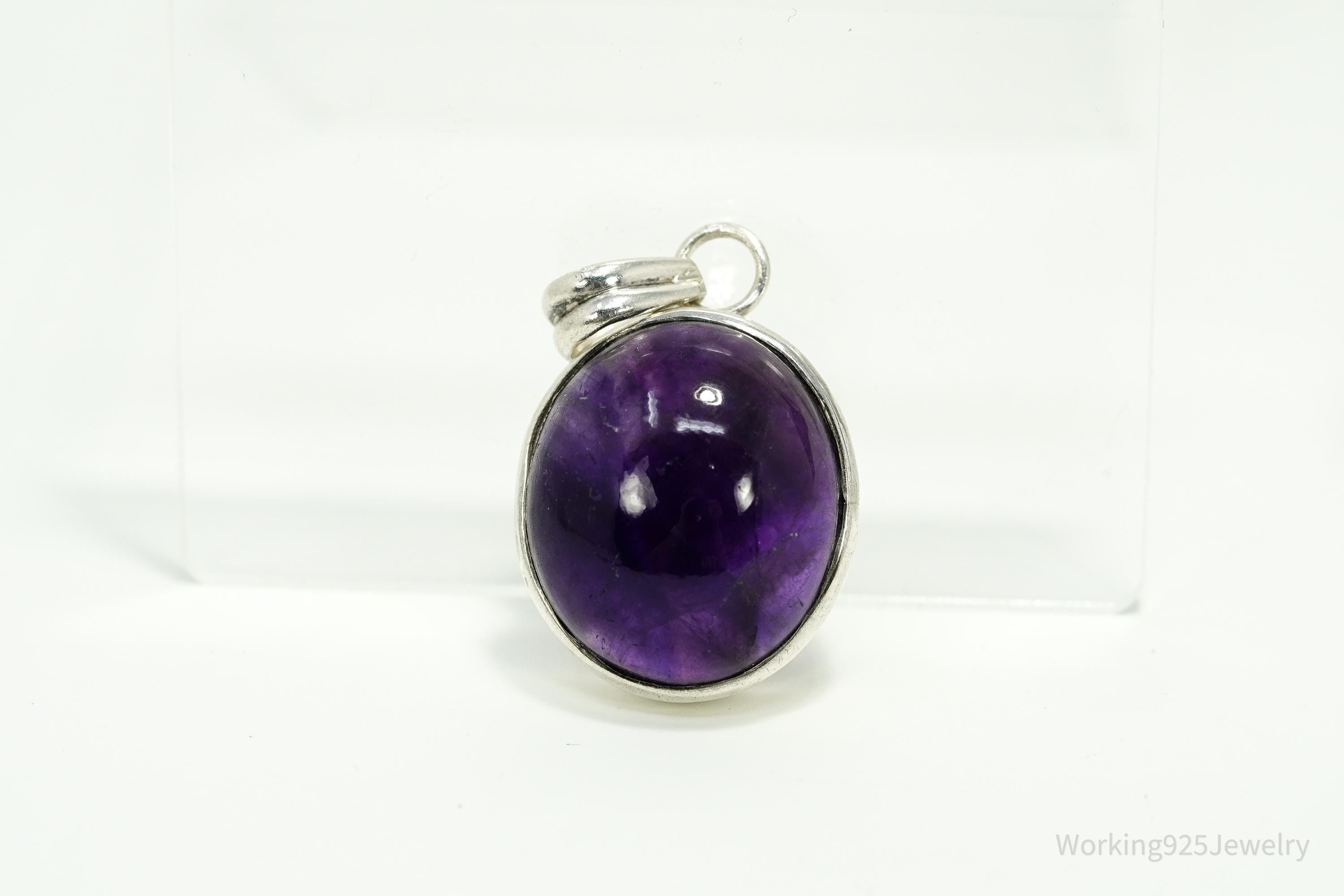 Vintage Large Amethyst Sterling Silver Pendant