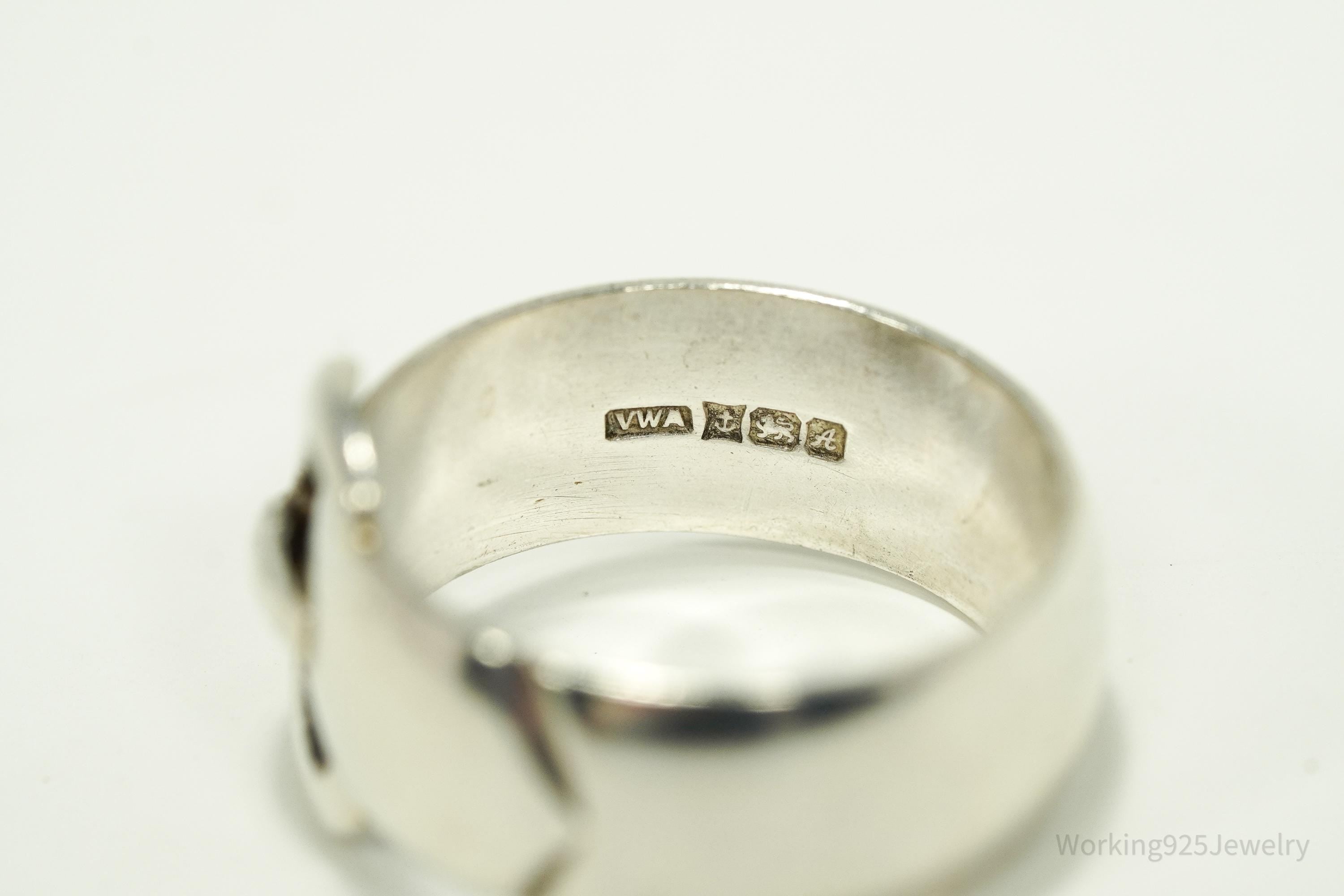 Vintage 1970s Birmingham Buckle Sterling Silver Ring - Size 8.25