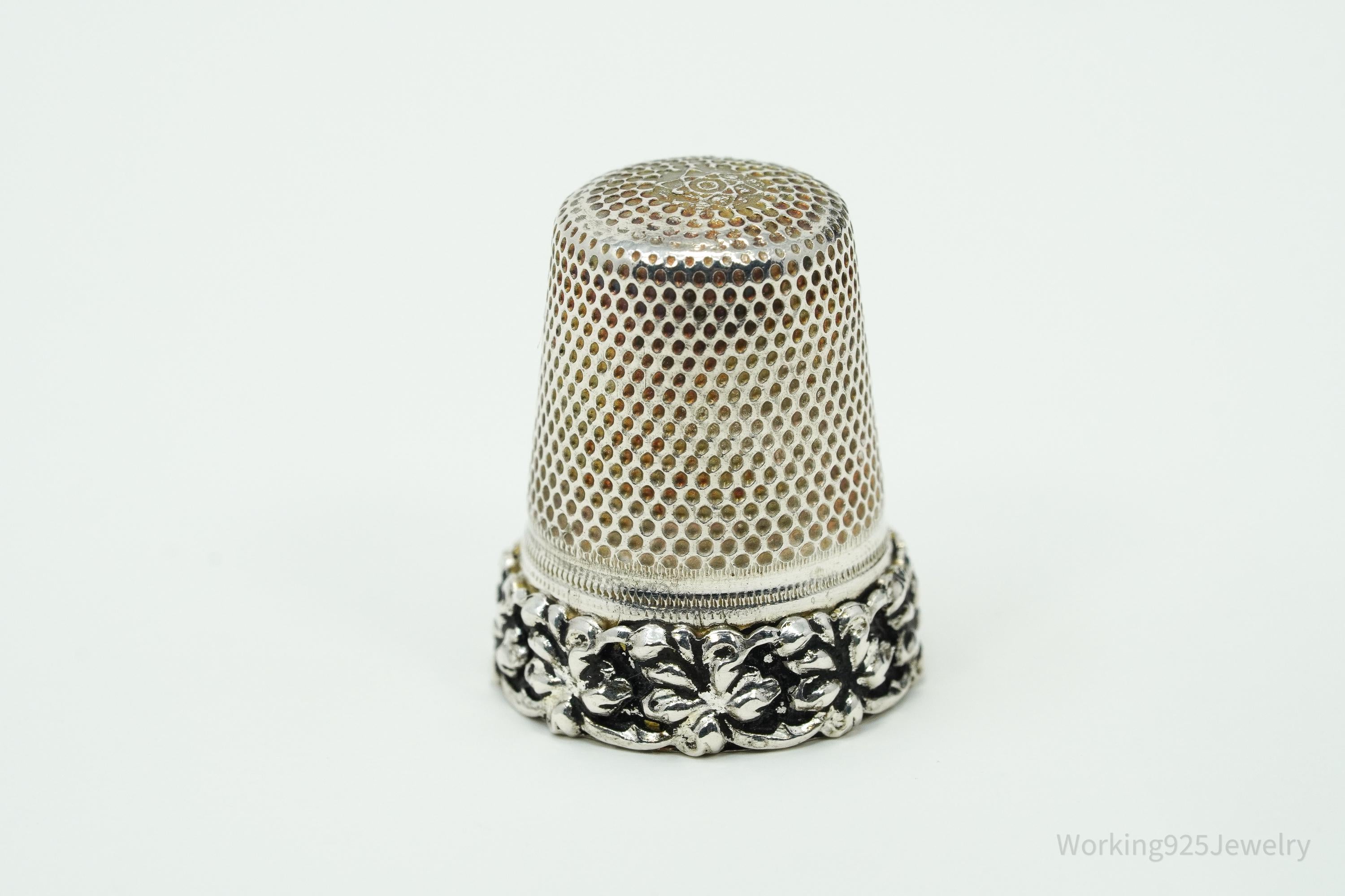 Antique German Sterling Silver Thimble Size 9