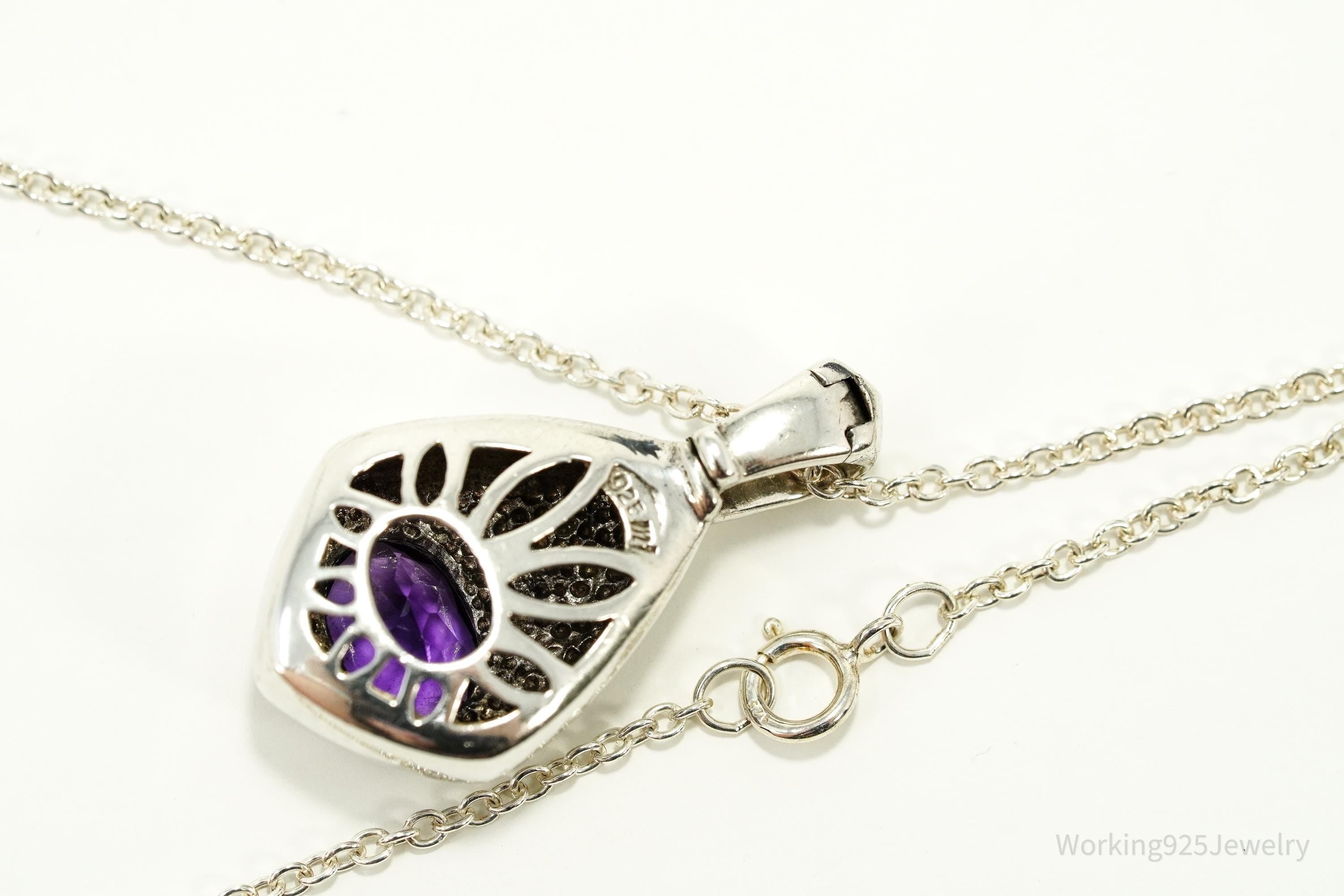 Vintage Amethyst Sterling Silver Chain Necklace 24"