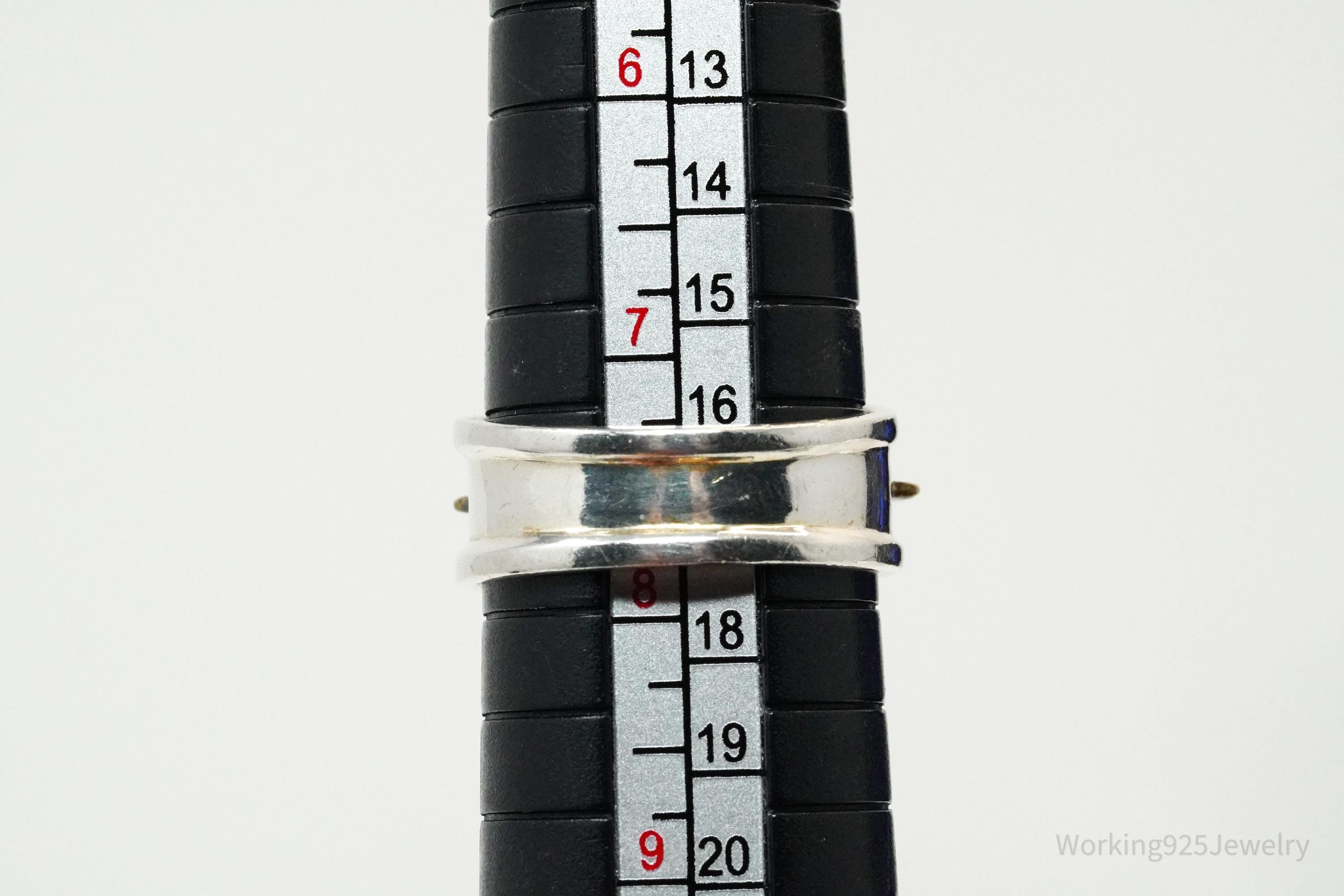 Vintage Peridot & Copper Sterling Silver Ring - Size 7.75